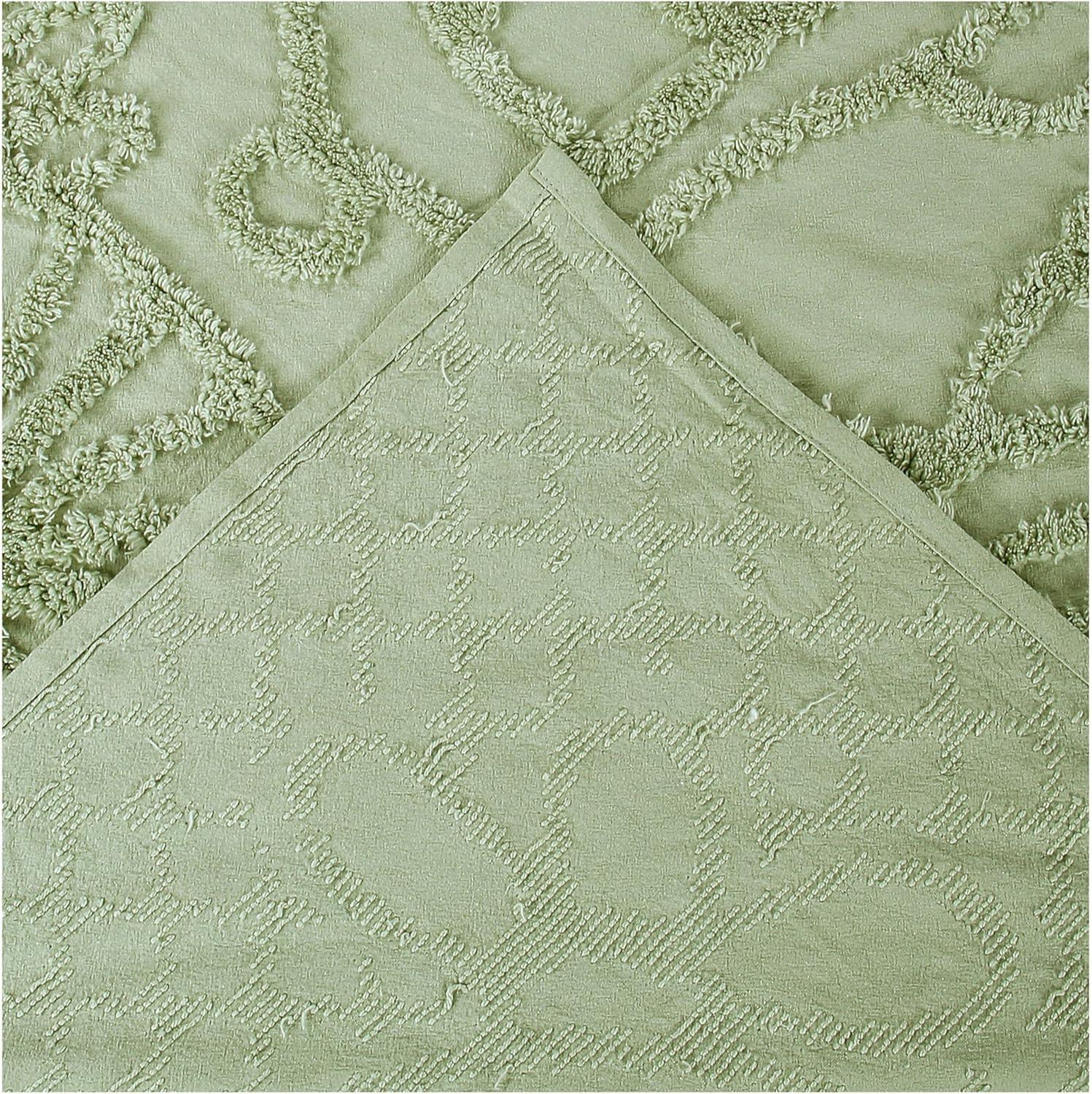Better Trends 3 Piece Bedspread Set 100% Chenille Queen Bedding Set Soft and Breathable Machine Washable (Sage) Trevor Collection