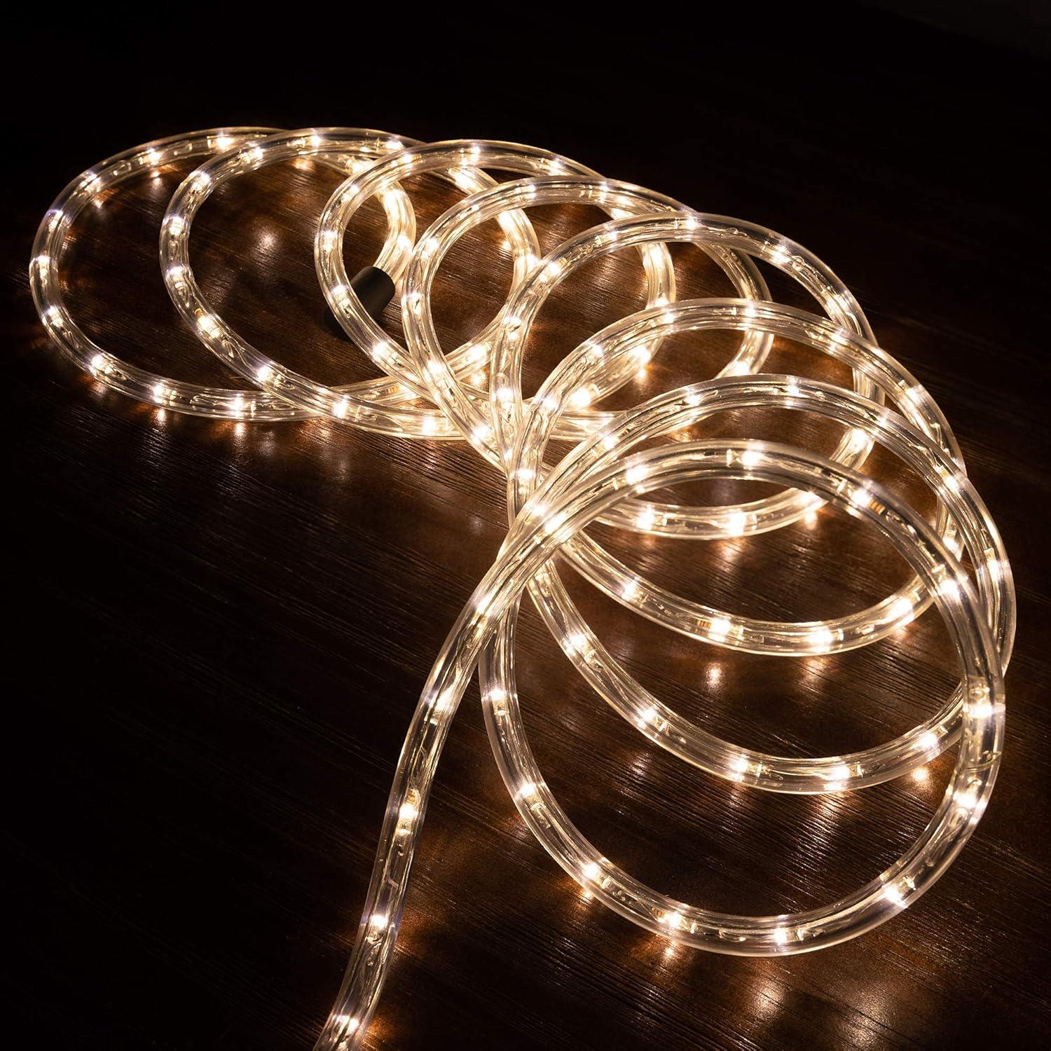 West Ivory 1656LEDs, 150ft Warm White LED Rope Light, Connectable Outdoor Permanent Waterproof Accent Exterior Lighting, PVC Case, ETL Certified, for Holiday, Backyard Patio, Home Garden, Decorative