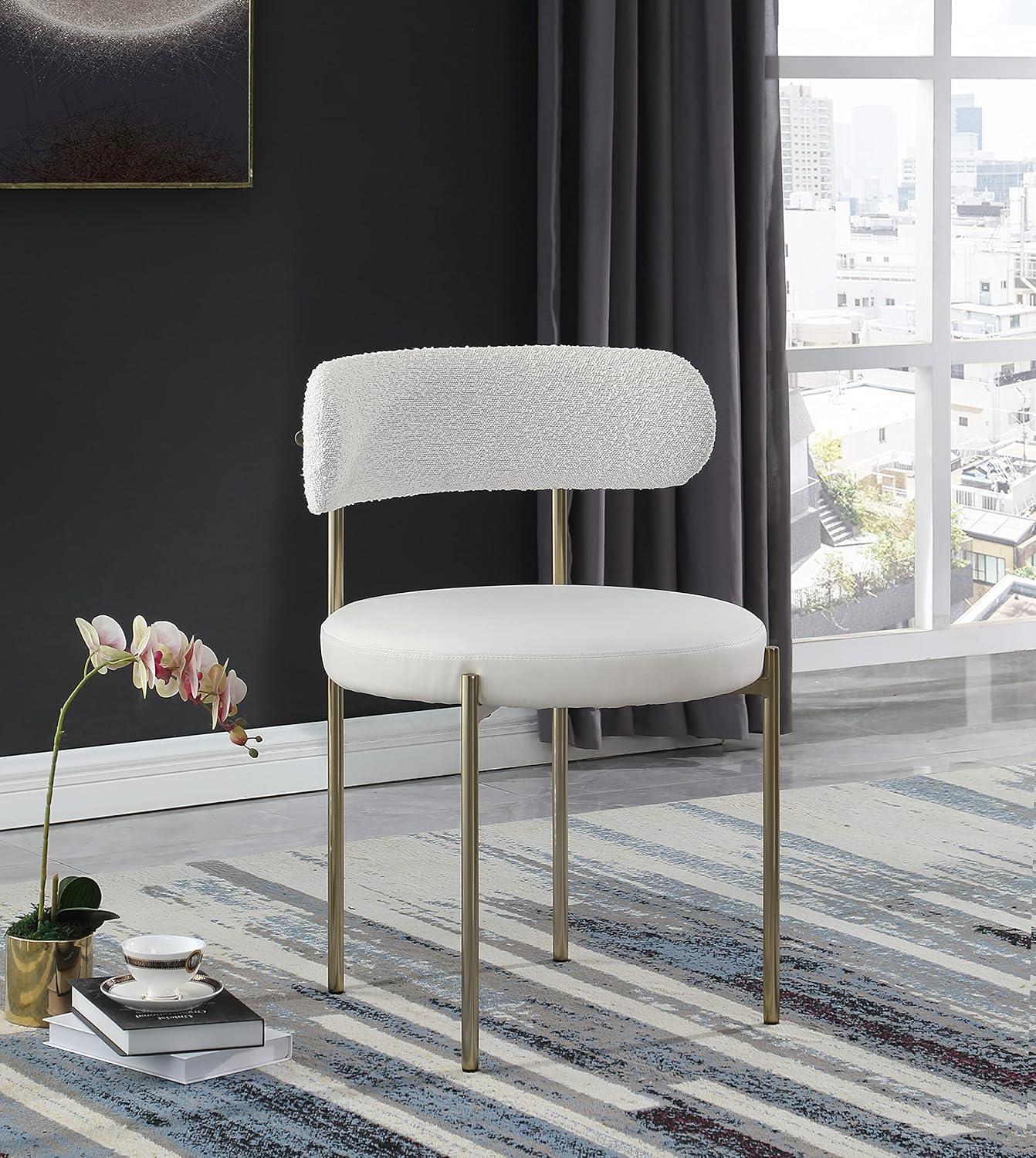 Beacon Contemporary Cream Faux Leather Dining Chair with Brass Legs