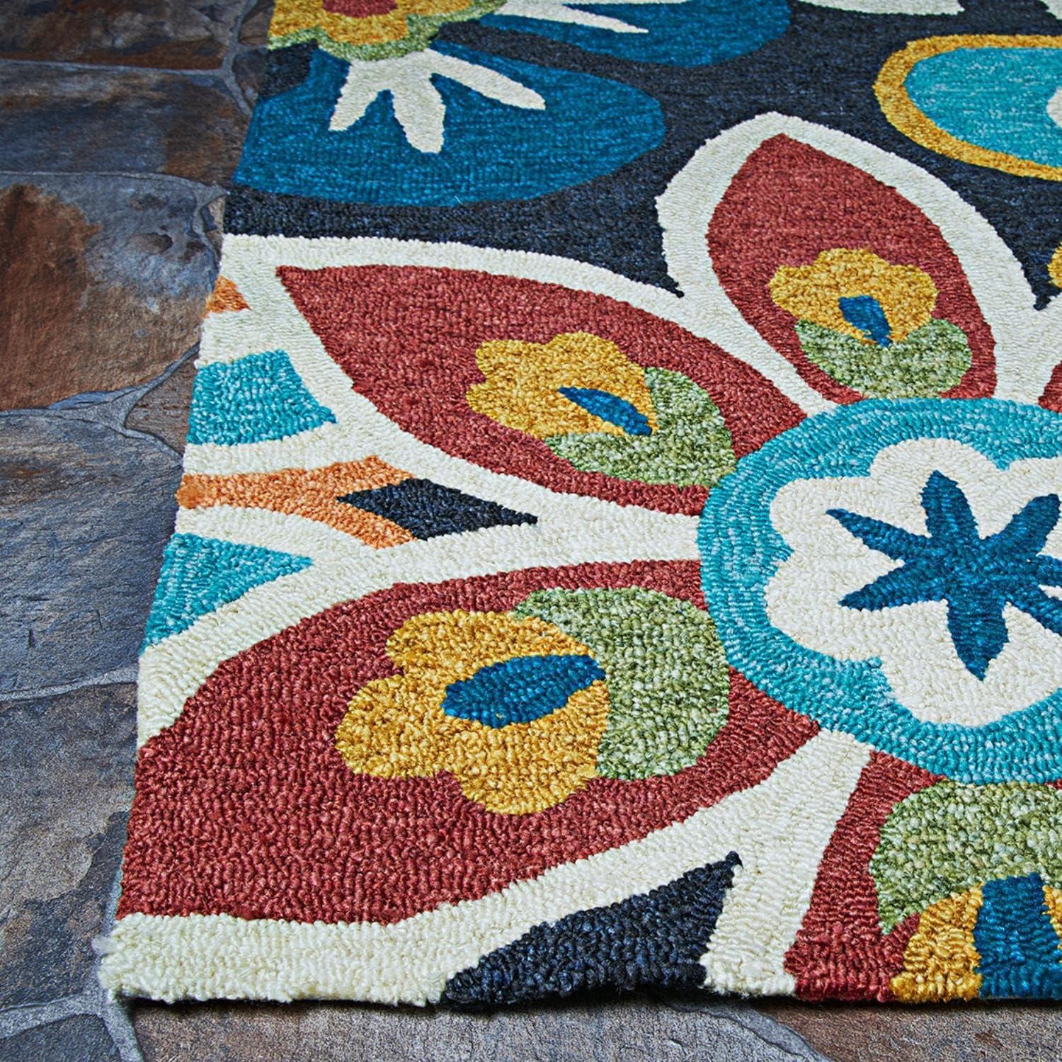 Couristan Covington Geranium, Navy-Multi Round Rug