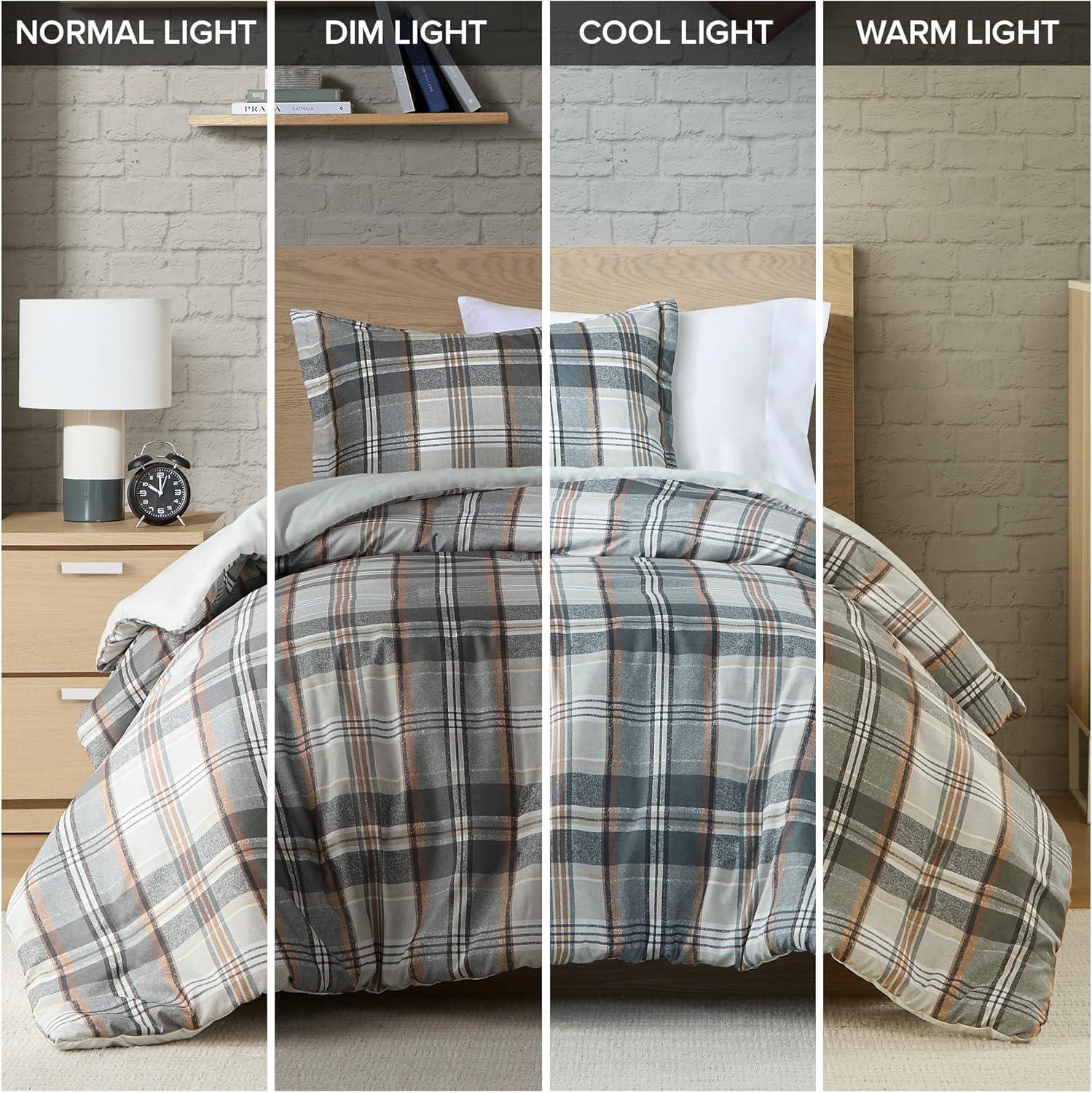 Intelligent Design Reeve Ultra Soft Plaid Microfiber Duvet Cover Set Tan