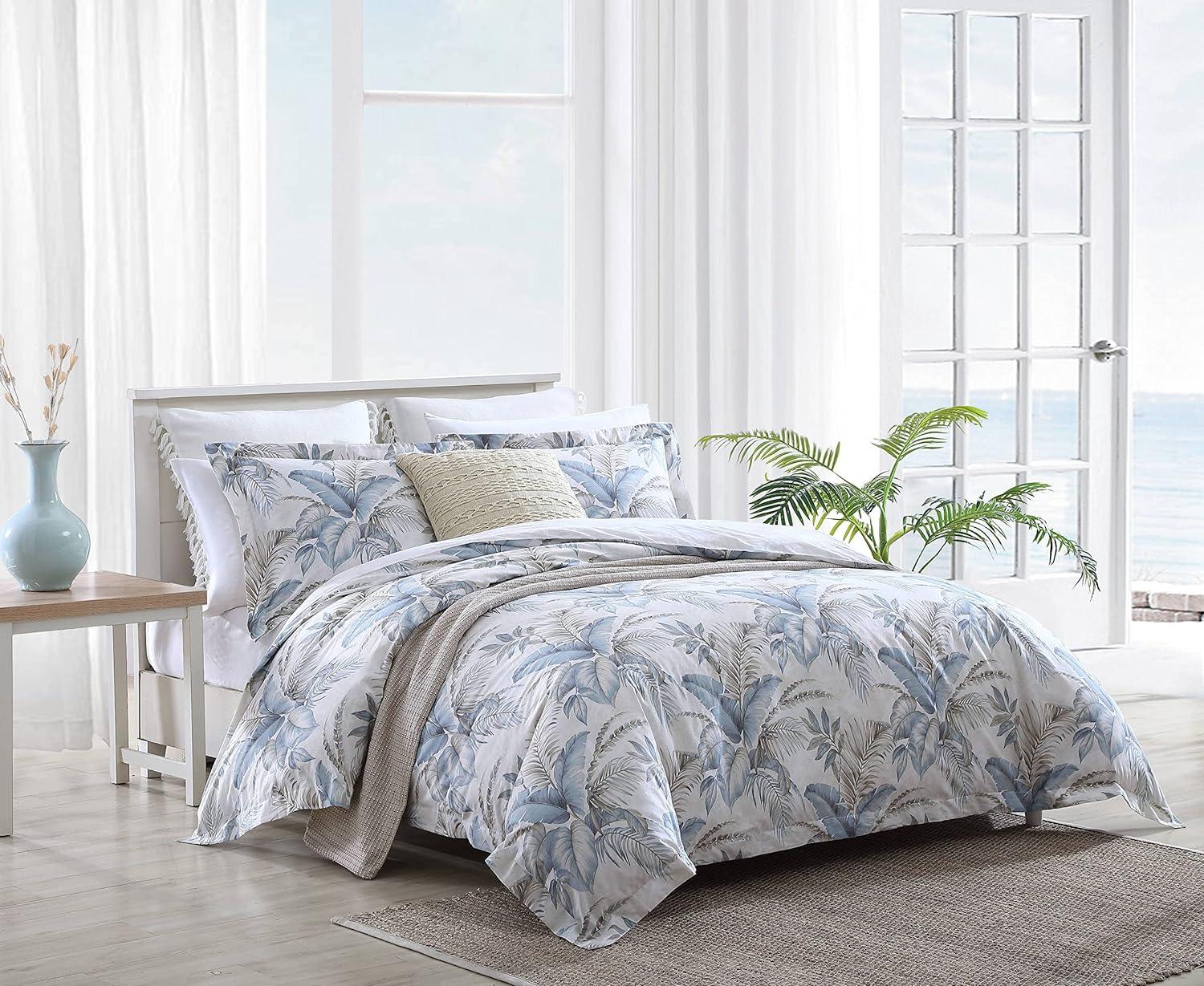 Tommy Bahama Bakers Bluff Blue Cotton Reversible Duvet Cover Set