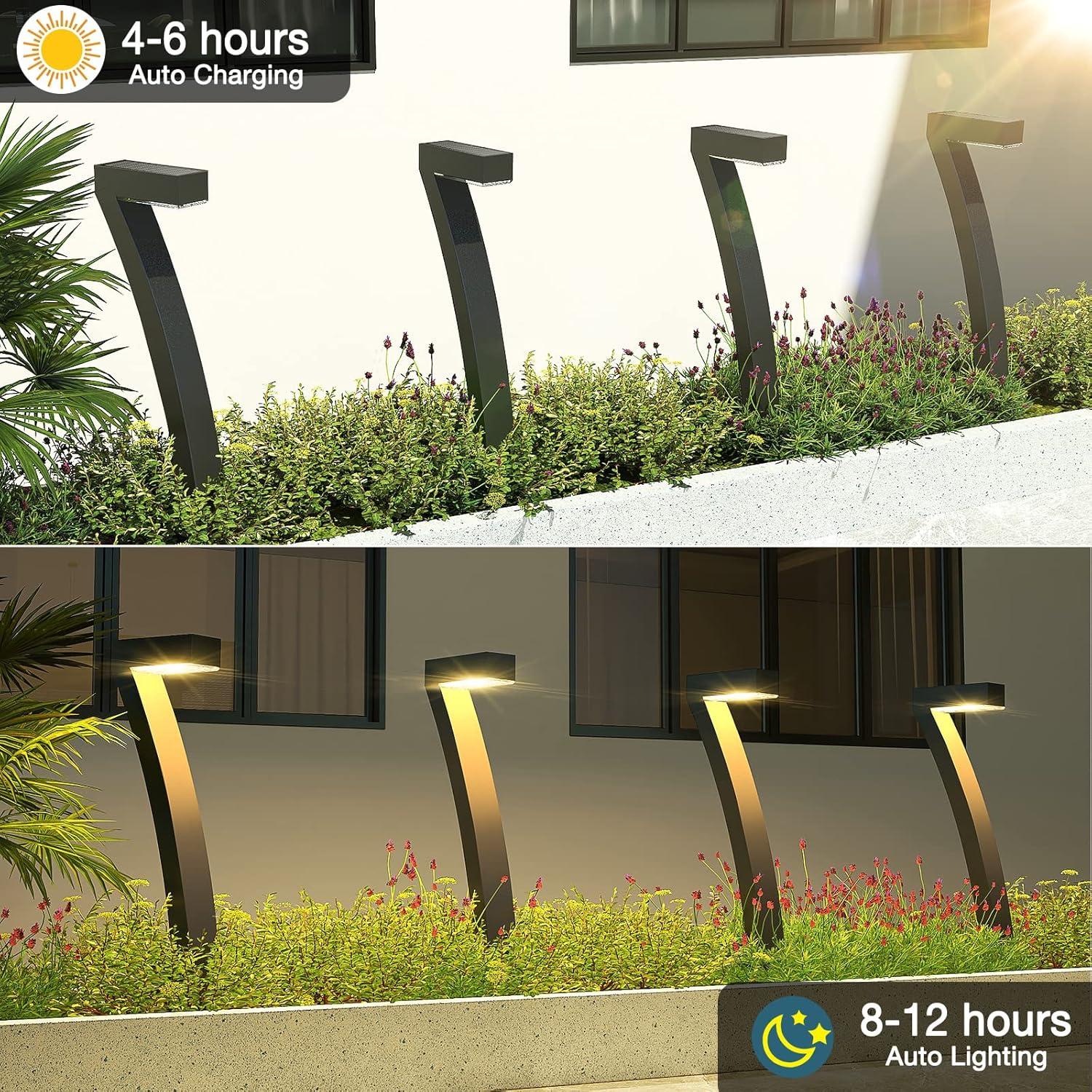 BTERAZ Black Solar Powered Integrated LED Acrylonitrile Butadiene Styrene Pathway Light