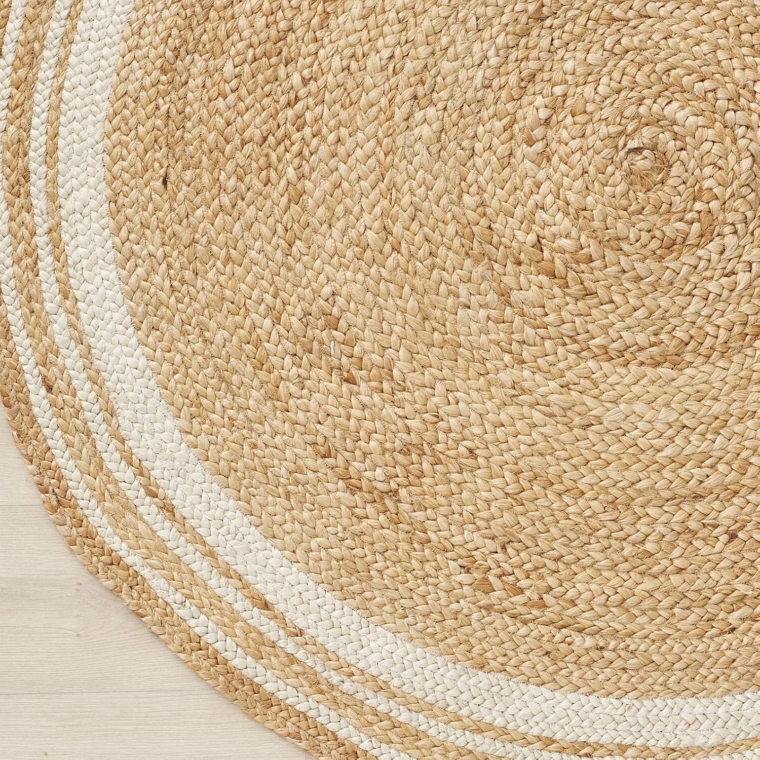 Nuloom Rikki Coastal Braided Jute Area Rug, Round 4', Off White