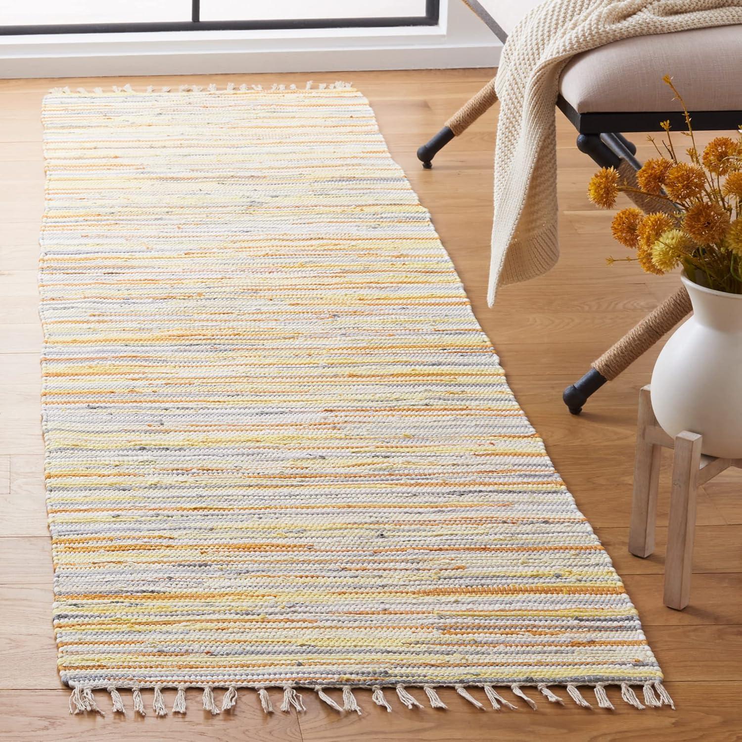 Rag Rug RAR129 Hand Woven Indoor Runner Rug - Gold/Multi - 2'3"x6' - Safavieh.