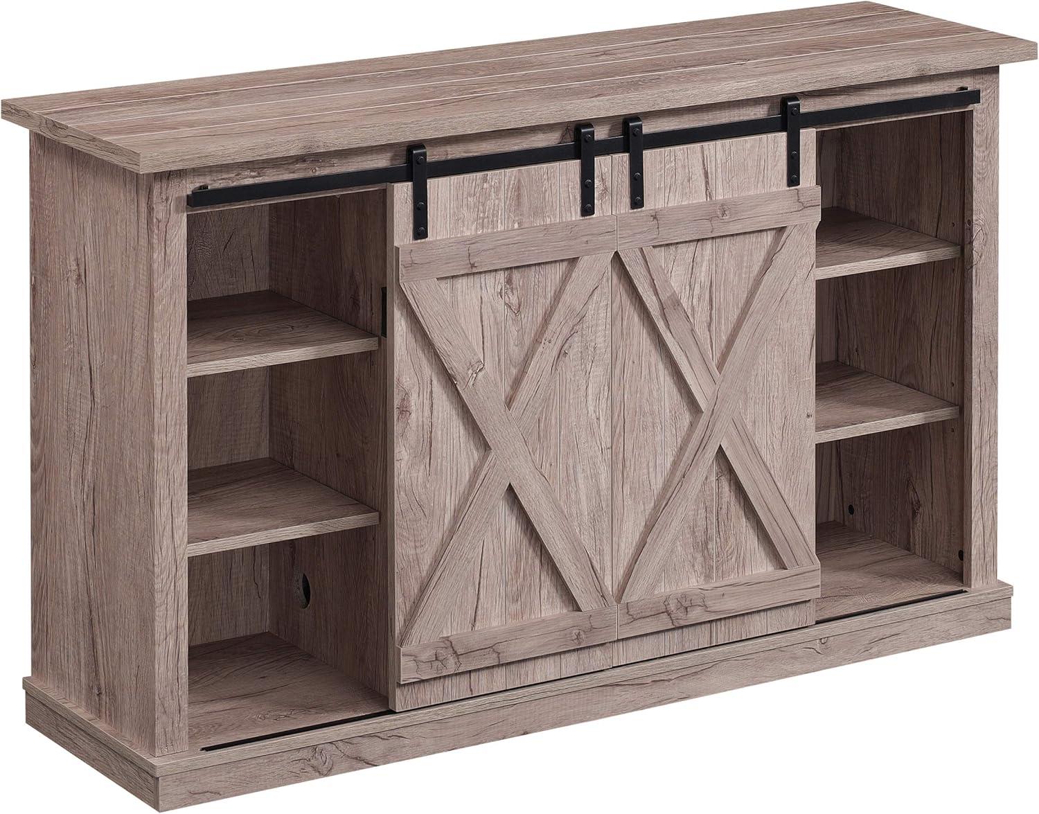 Twin Star Home Terryville Barn Door TV Stand for TVs up to 60", Dark Gray