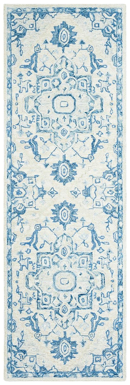 SAFAVIEH Micro-Loop Braylon Floral Area Rug, Ivory/Blue, 2'6" x 4'