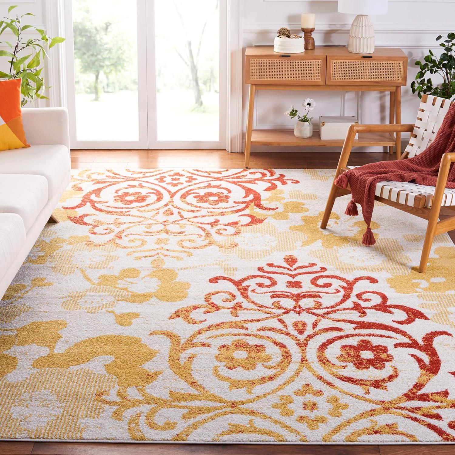 SAFAVIEH Adirondack Hortense Floral Area Rug, Grey/Gold, 9' x 12'