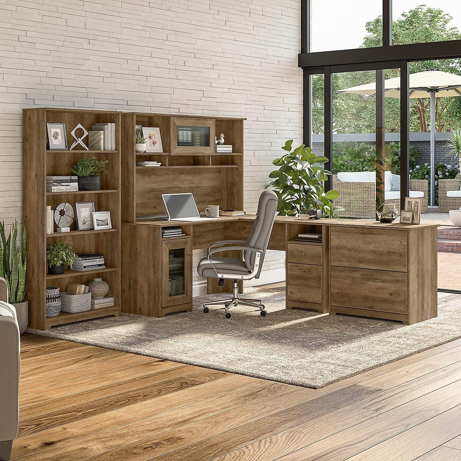 Cabot Modern 60W Hutch with Storage, Fits L Desk or Corner Desk (sold separately) in Reclaimed Pine