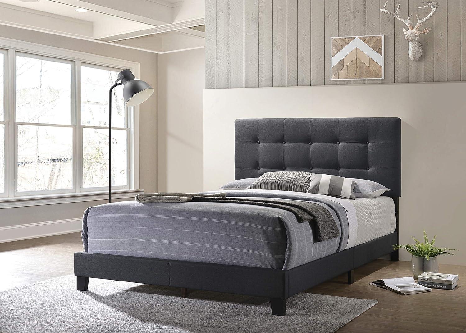 Mapes Tufted Upholstered Queen Bed Charcoal