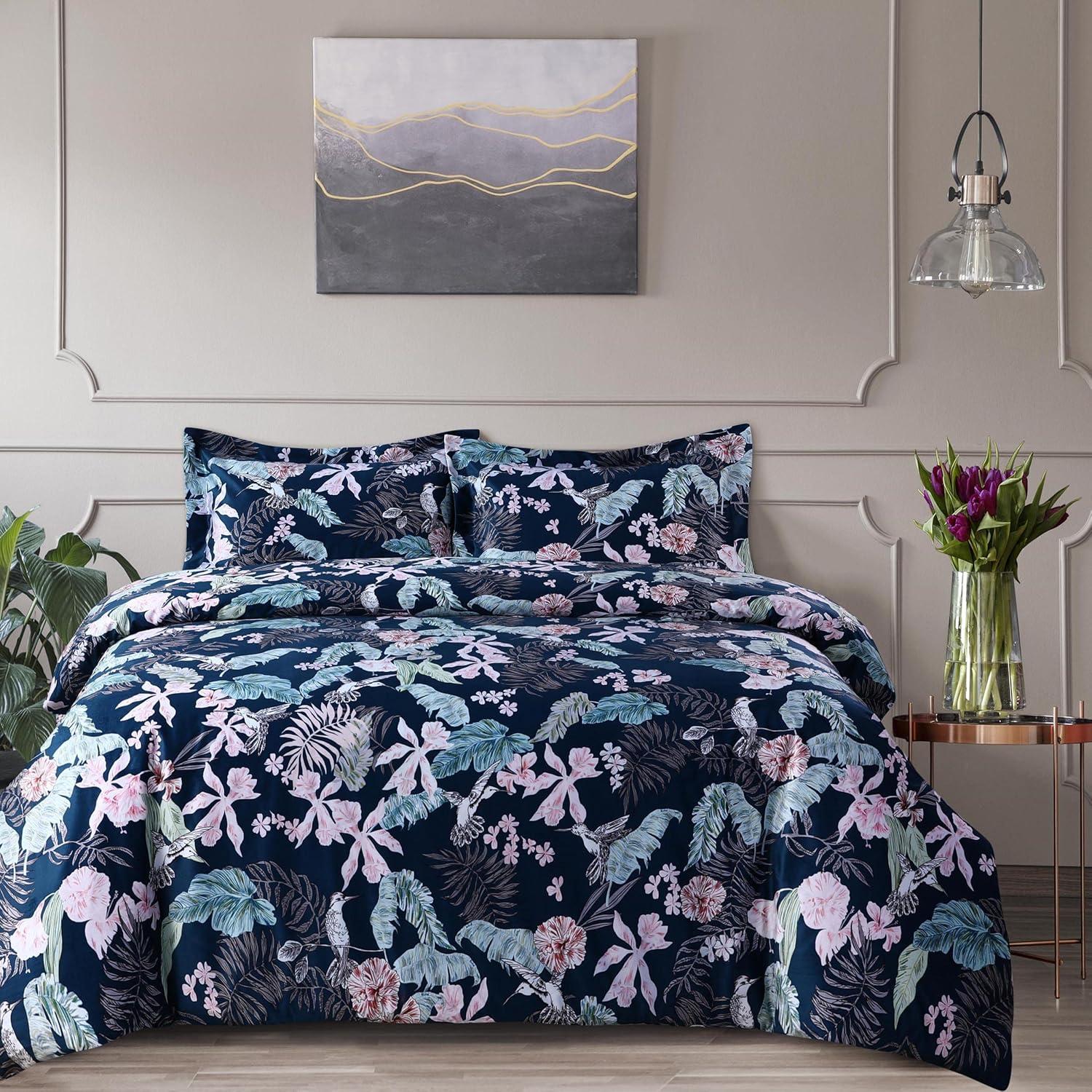 Pariza Multicolor Velvet Floral Twin Duvet Cover Set