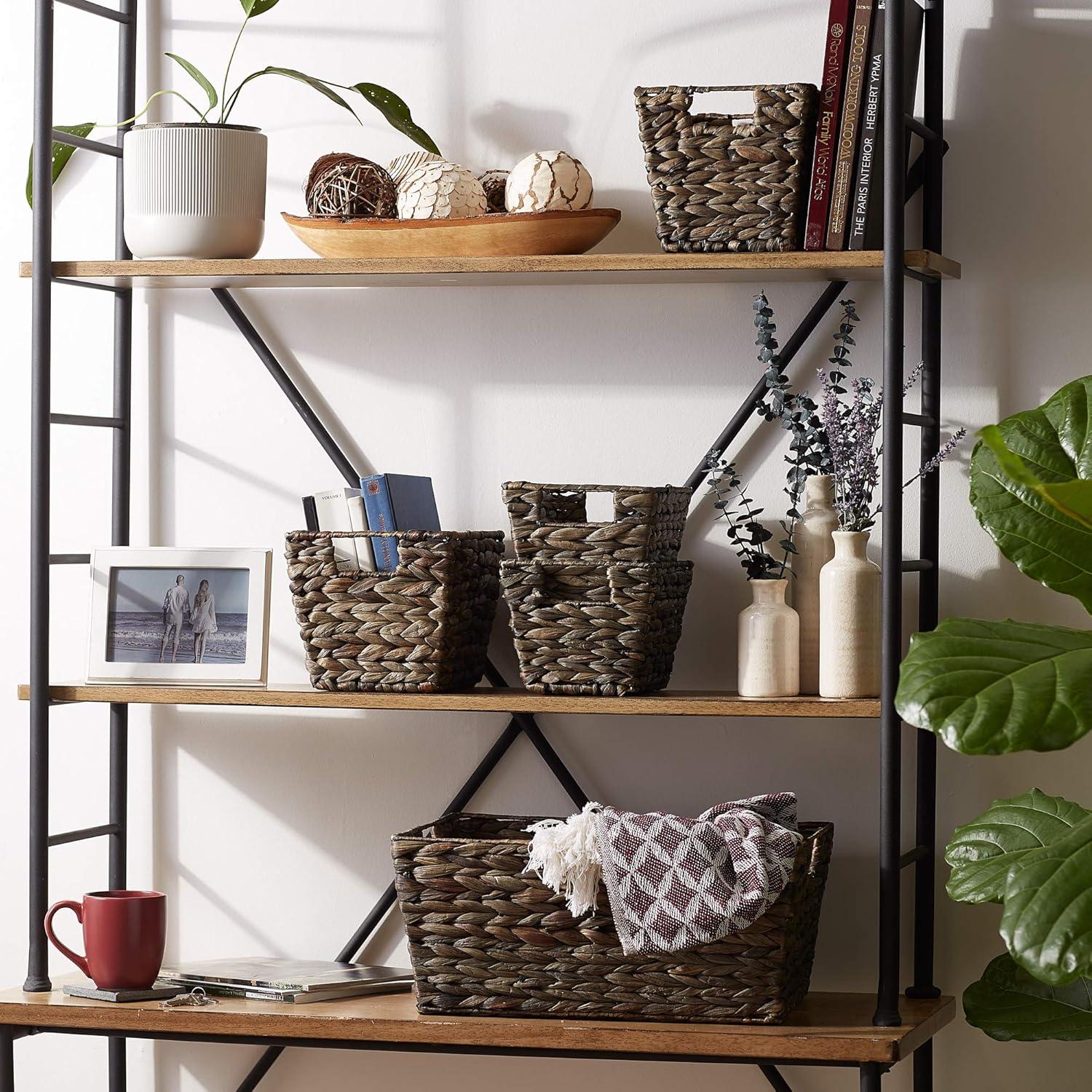 Design Imports Set of 3 Hyacinth Baskets Gray Wash