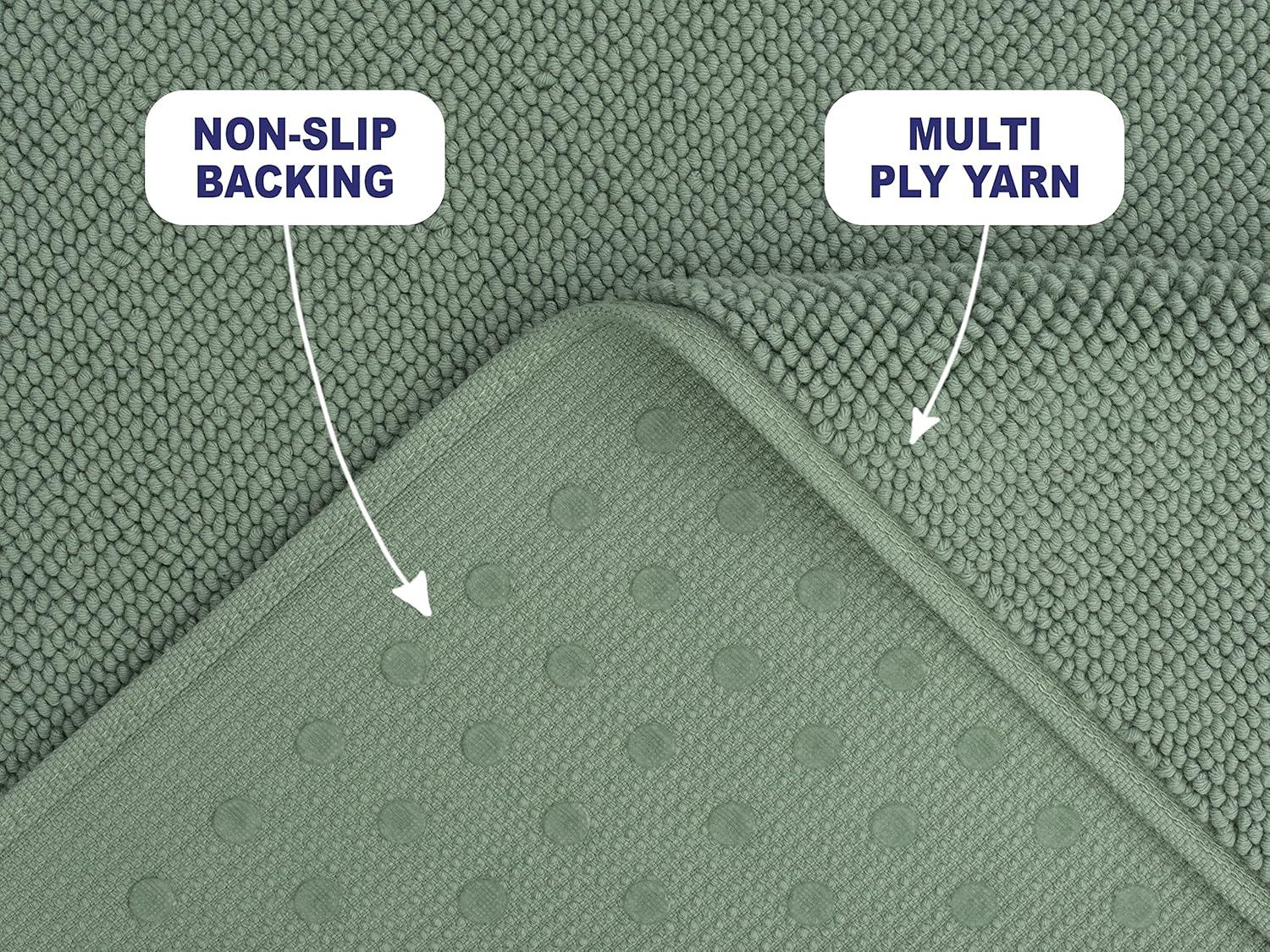 American Soft Linen 100% Cotton Turkish Bath Mat Rugs, Slip Resistant Bottom Base Bath Mats for Bathroom