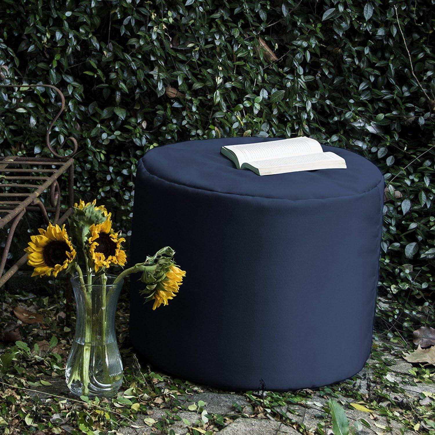 Jaxx Navy All-Weather Fade-Resistant Outdoor Pouf Ottoman