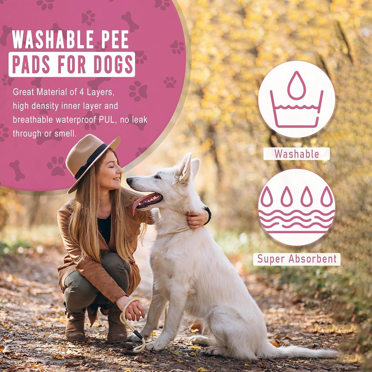 Pink Princess Washable Dog Pee Pads with Grooming Gloves