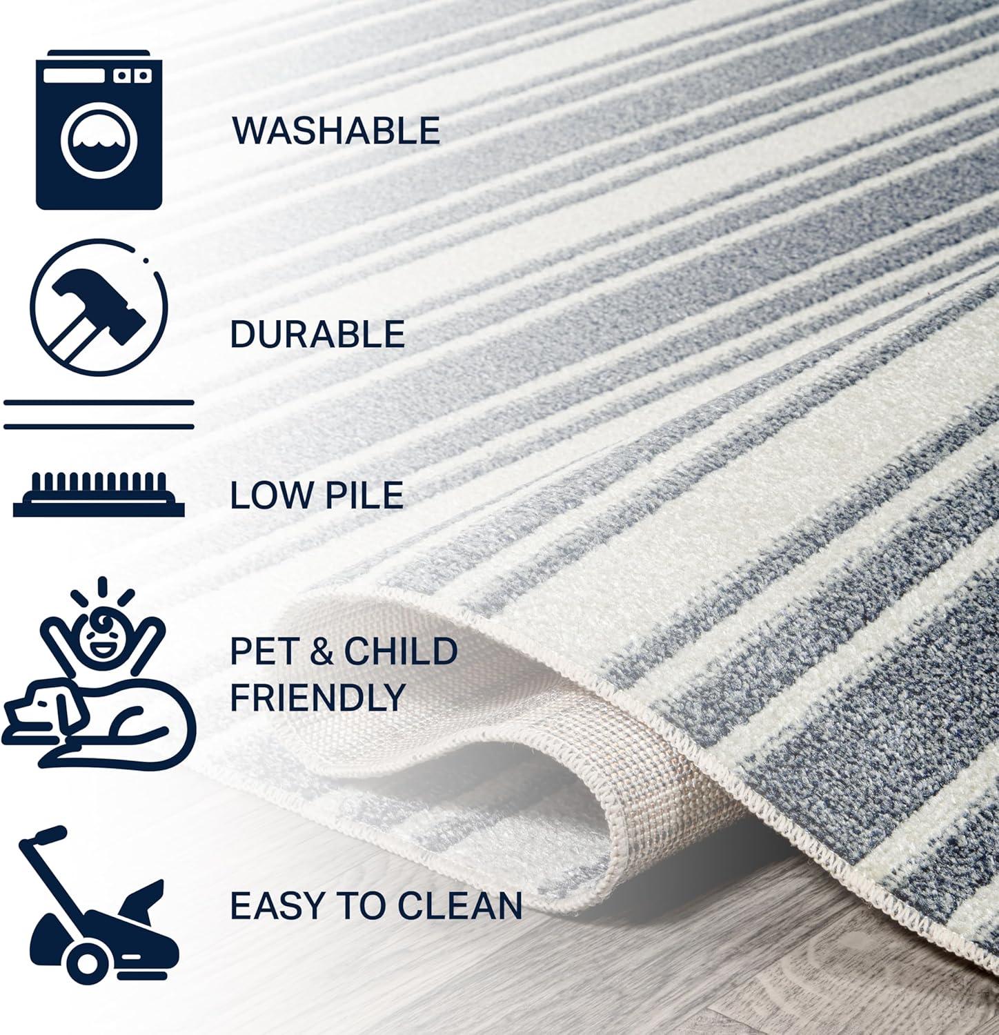 JONATHAN Y Fawning Two-Tone Striped Classic Low-Pile Machine-Washable Area Rug