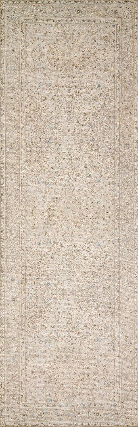 Gray and Beige Polyester Oriental Runner Rug 2'-6" x 7'-6"