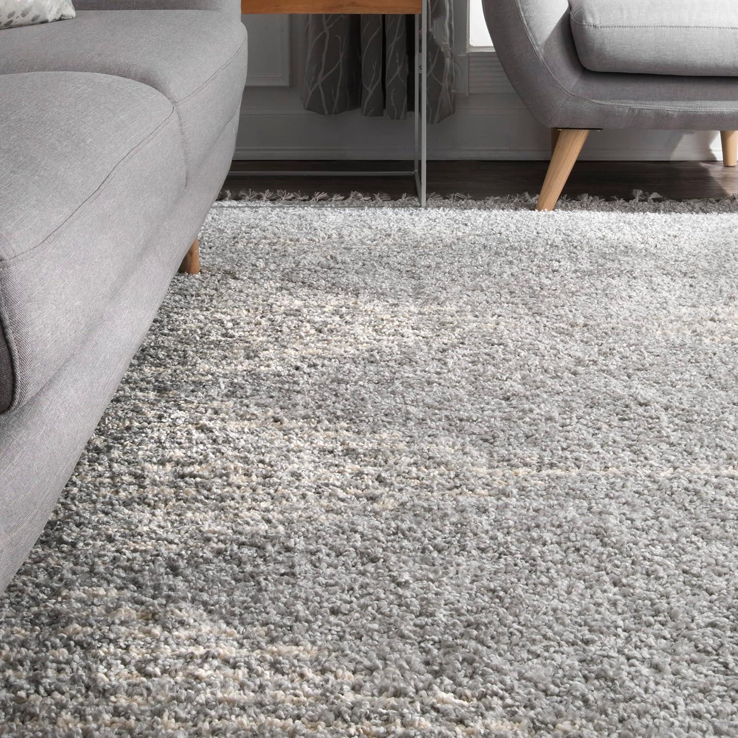 Gray Diamond Braided Shag 4' x 6' Synthetic Area Rug