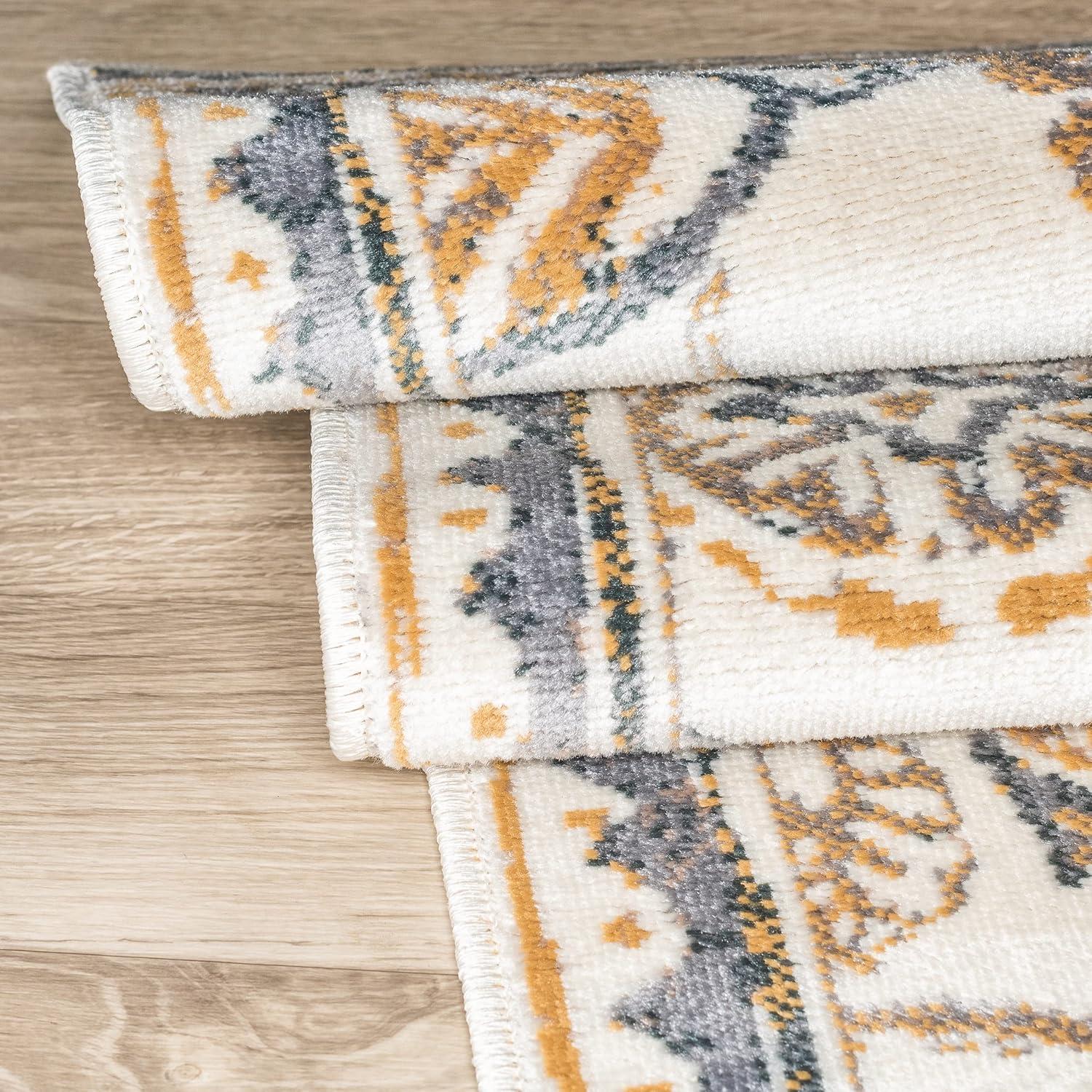 SUPERIOR Indoor Small Area Rug, Jute Backed, Modern Floral Farmhouse Floor Decor, Perfect for Hallway, Entryway, Living/Dining Room, Bedroom, Office, Kitchen, Amary Collection - 5' x 8', Grey