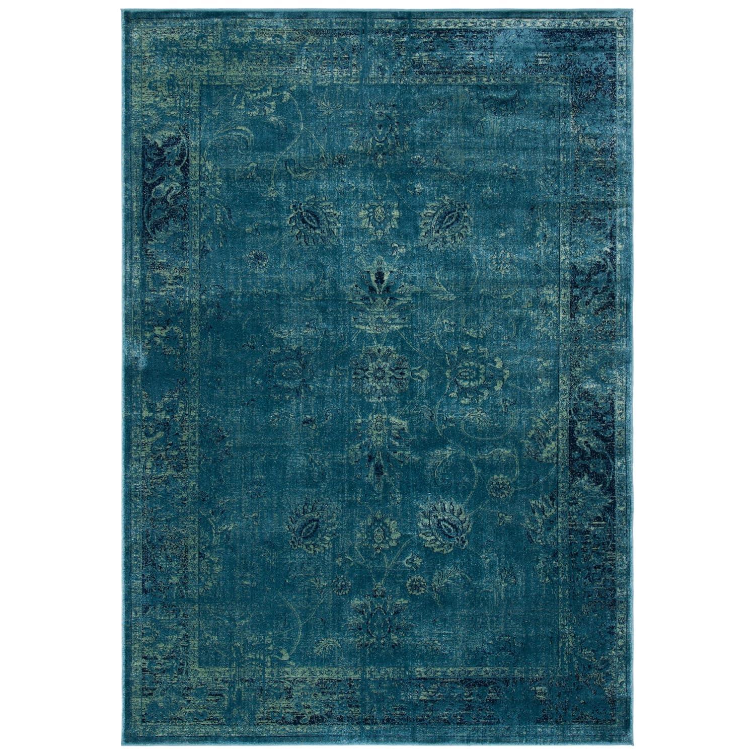 Vintage VTG117 Power Loomed Indoor Skid-Resistant Area Rug - Turquoise/Multi - 7'6"x10'6" - Safavieh