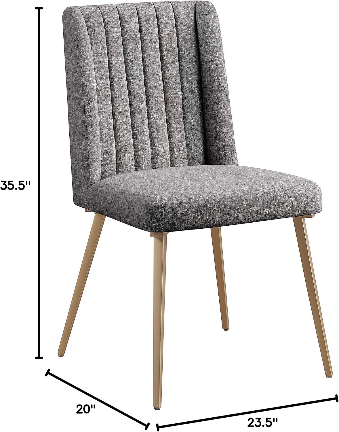 Meridian Furniture Eleanor Gray Linen Dining Chair with Gold Legs (Set of 2)