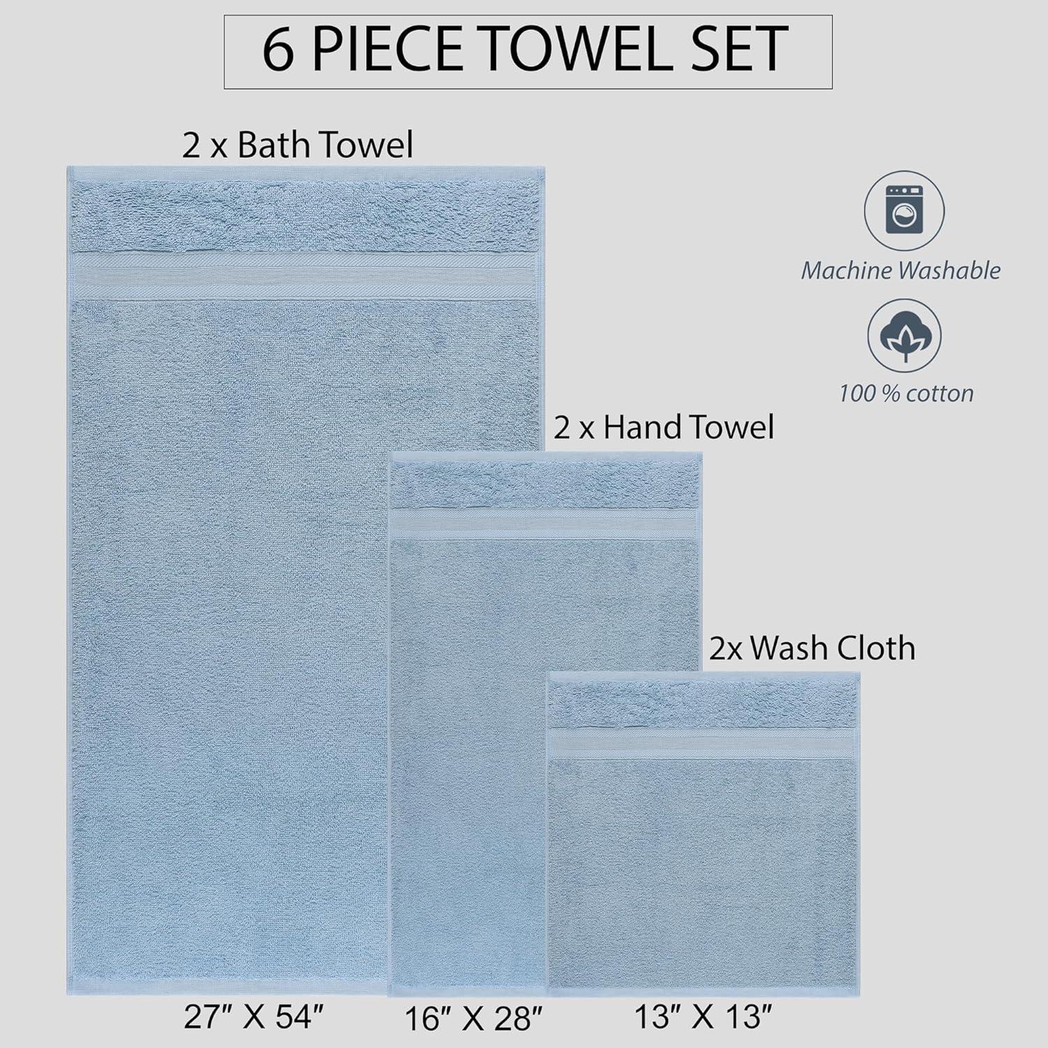 Cotton Paradise 100% Cotton Turkish Washcloth Set for Bathroom, 4 Piece Soft Absorbent Small Hand Face Towels Wash Rags, Sky Blue