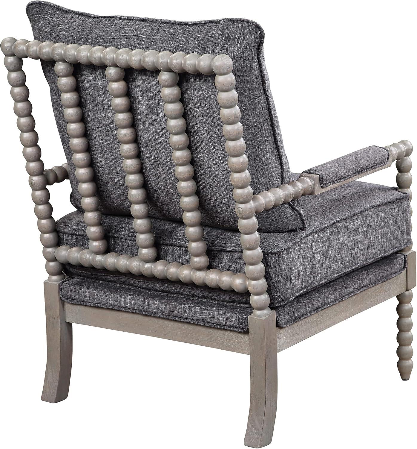 Abbott Brushed Gray Hardwood Spindle Accent Chair with Padded Seat