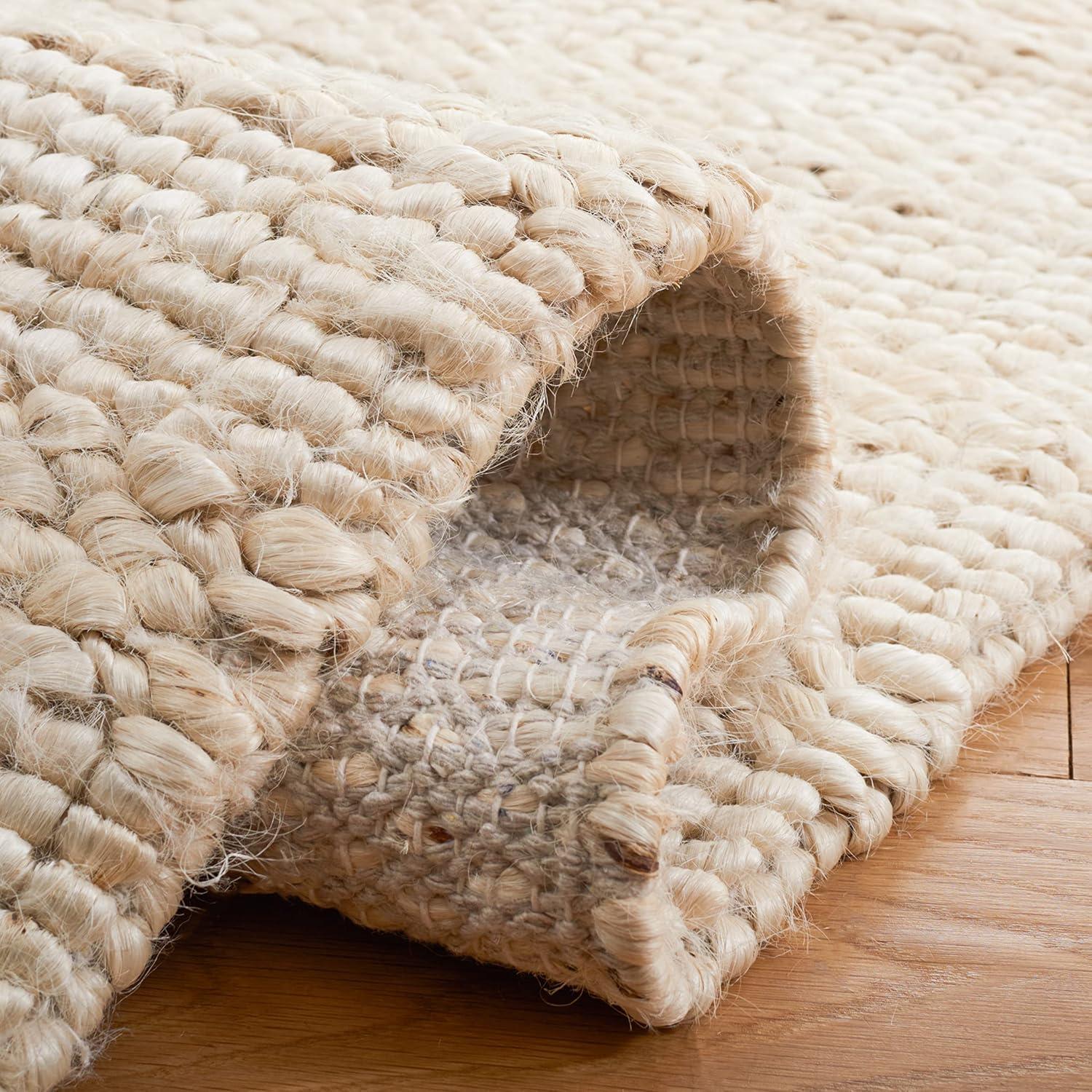 Handmade Bleach Cotton Braided Square Area Rug