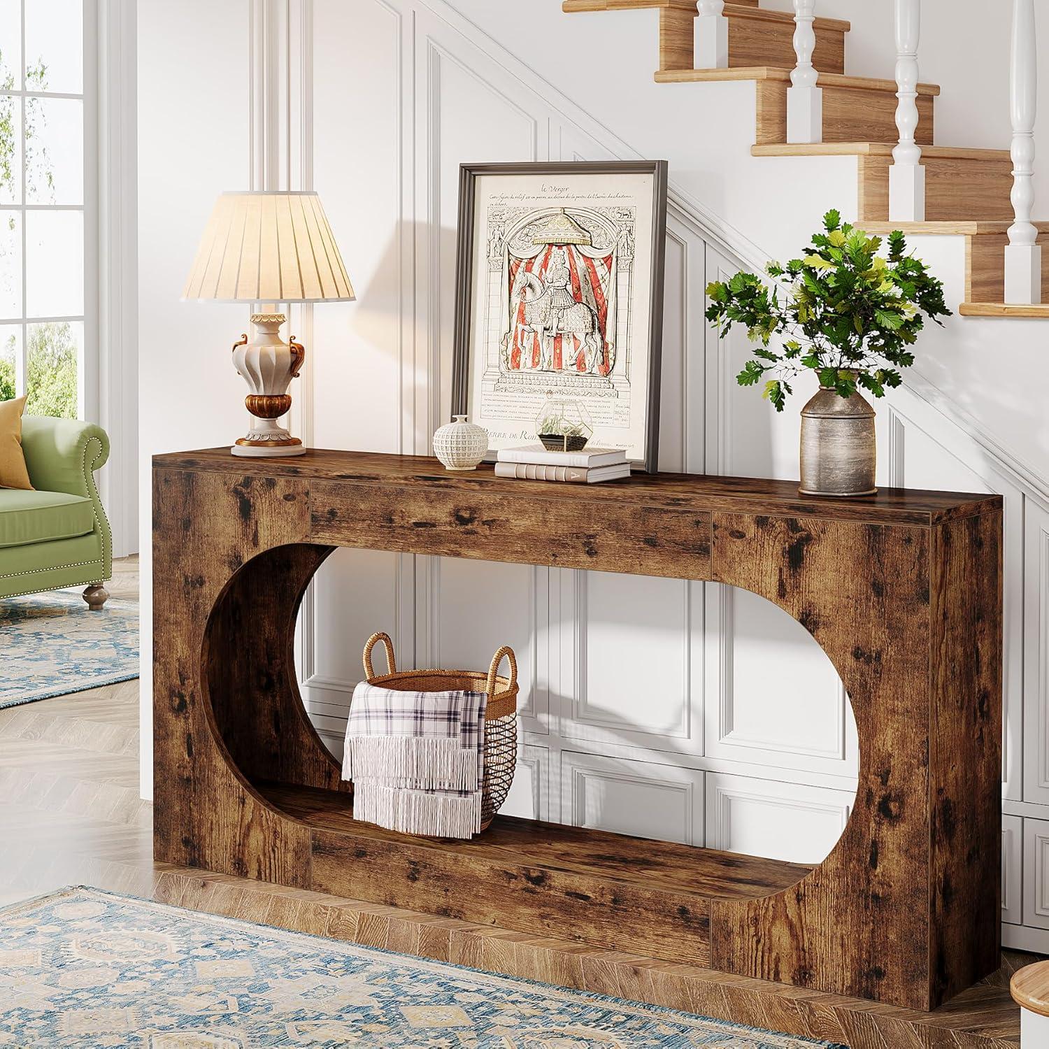 Millwood Pines 63-Inch Console Table,Narrow Sofa Table Behind Couch