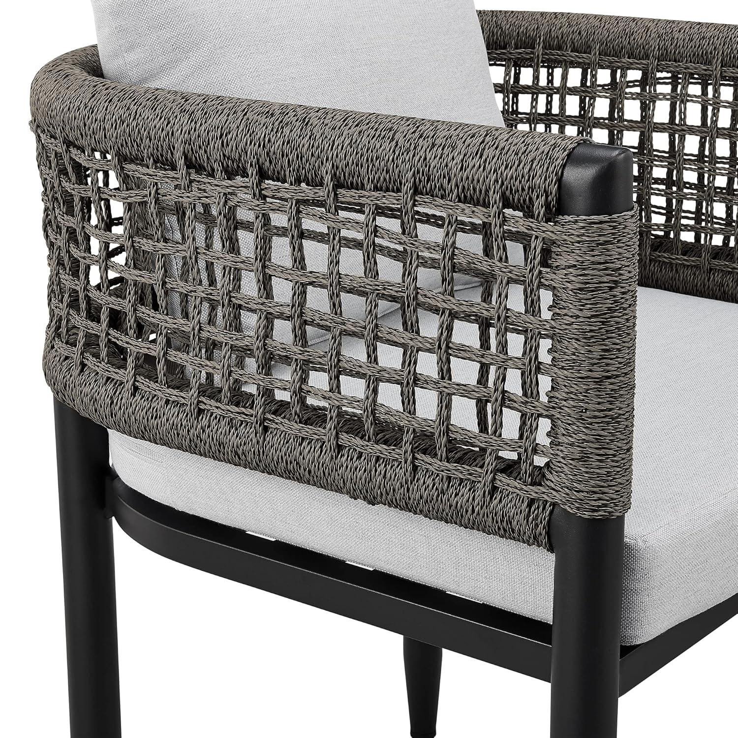 Felicia Outdoor Patio 7-Piece Dining Table Set in Aluminum with Grey Rope and Cushions