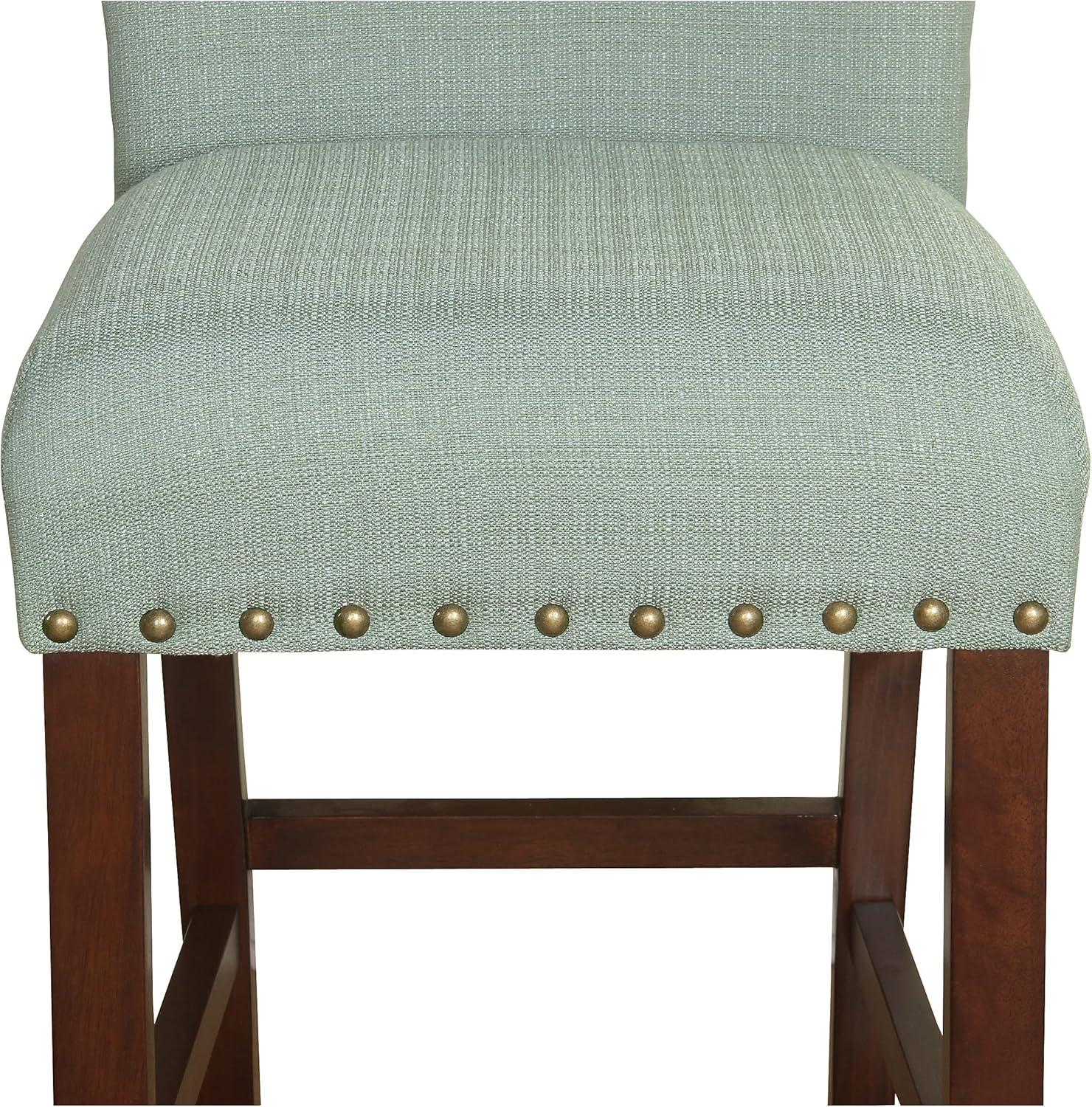 Seafoam Blue 24" Nailhead Trim Backless Wooden Counter Stool