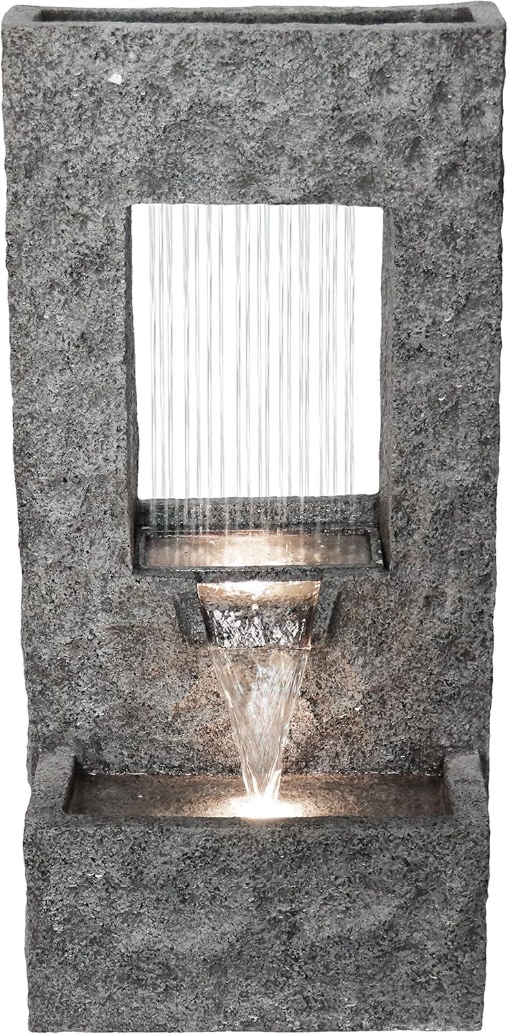 Hi-Line Gift Ltd 79613-C 32" H Rectangular Waterfall Fountain W/Ww LEDs