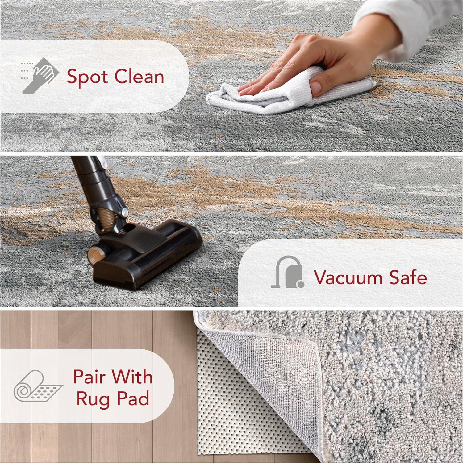 Nuloom Cyn Abstract 3x5 Accent Indoor Area Rug for Living Room Bedroom Dining Room Entryway Kitchen, Silver/Ivory