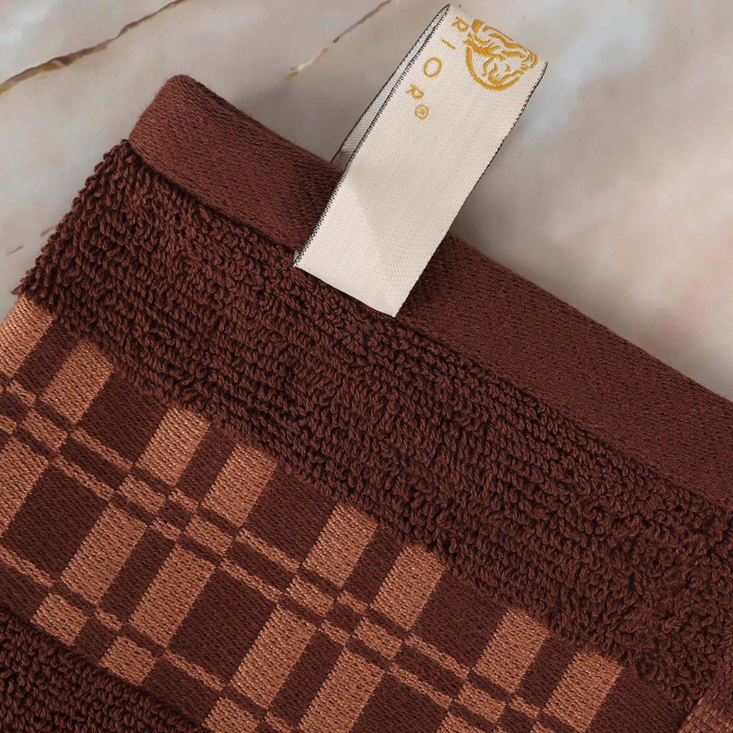 Superior Larissa 8-Piece Cotton Embroidered Towel Set, Chocolate