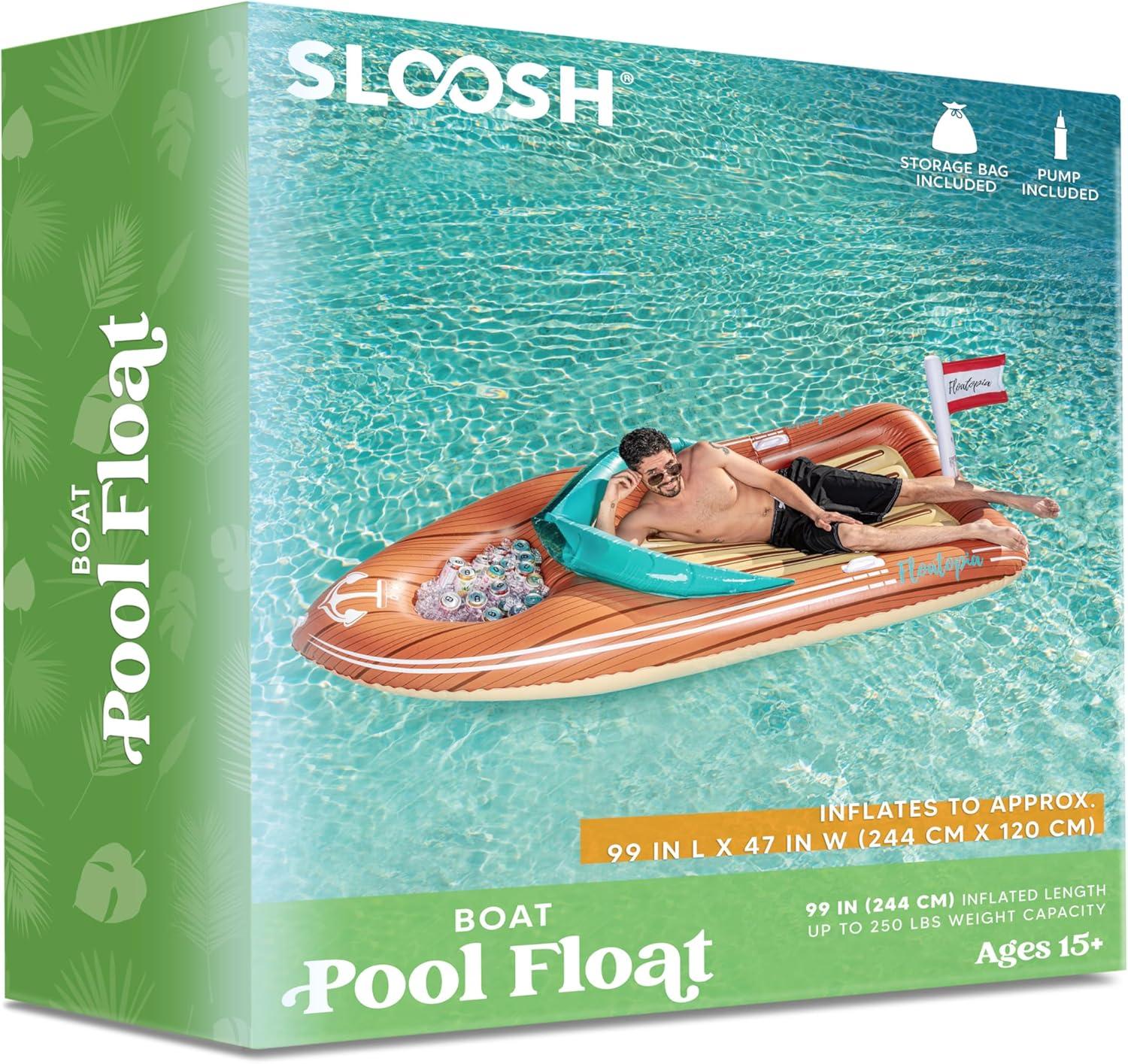 Joyfy Inflatable Pool Floats Raft with Reinforced Cooler, Funny Giant Boat Pool Float, Swimming Pool Party Beach Lake Pool Lounge Float for Family