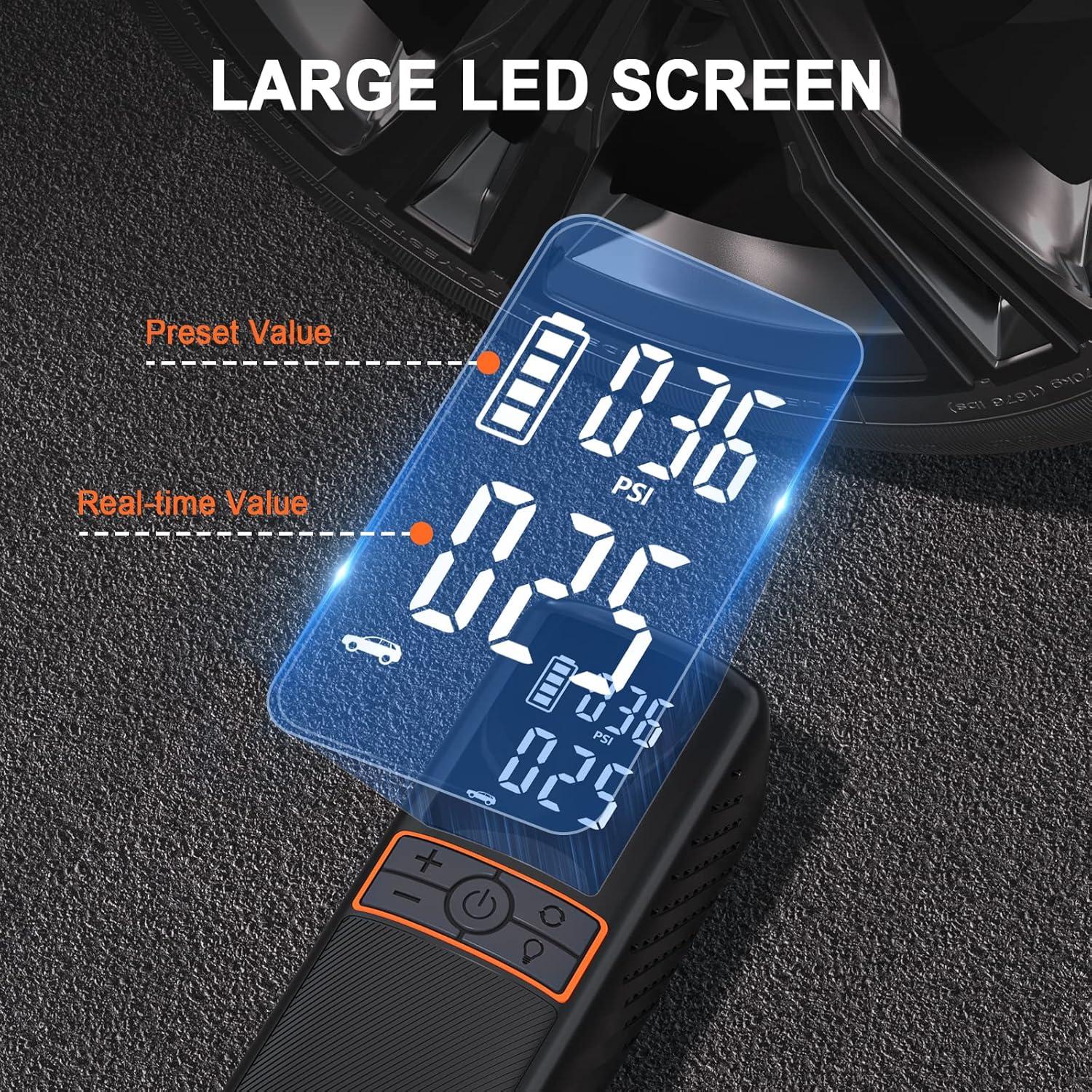 Black Cordless Electric Air Compressor with LED Display