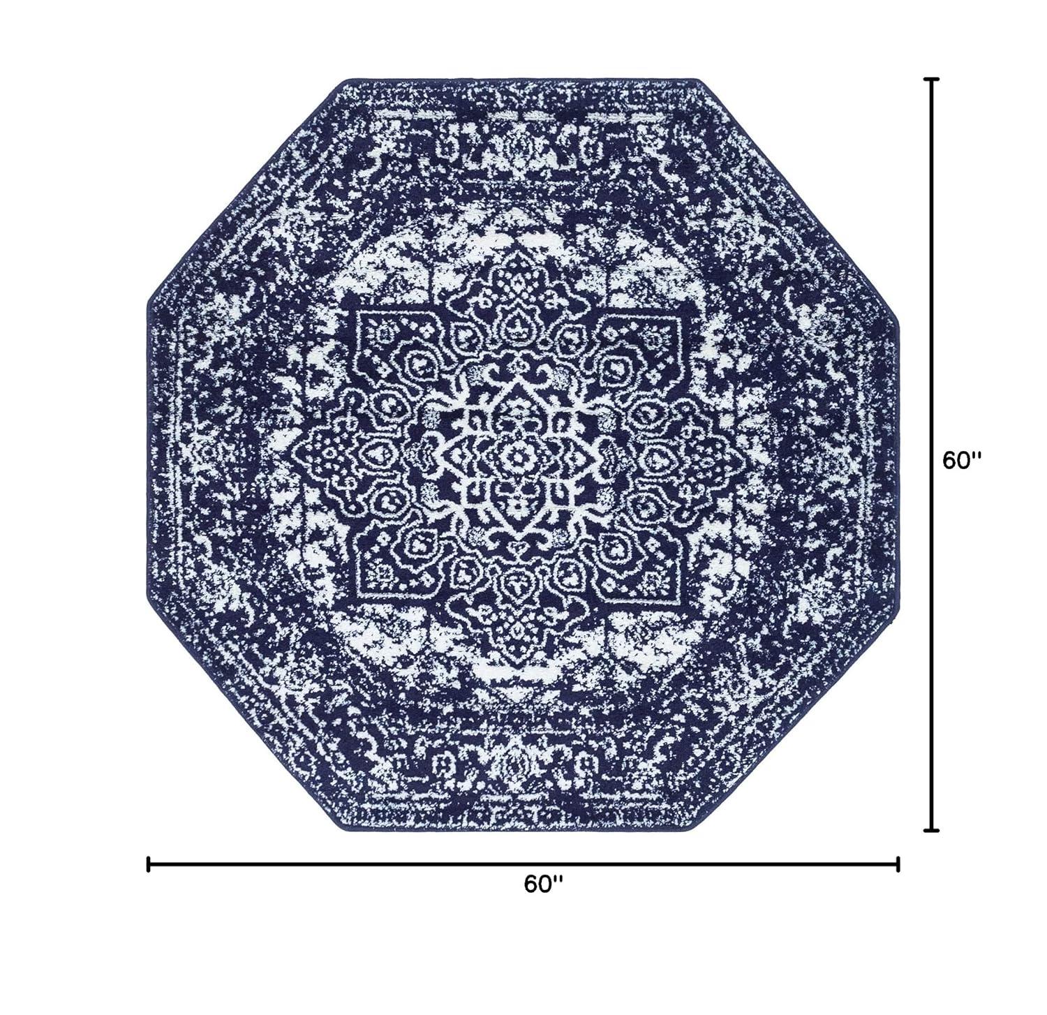 Unique Loom 5' 3 x 5' 3 Octagon Navy Blue Richmond Medallion Area Rug