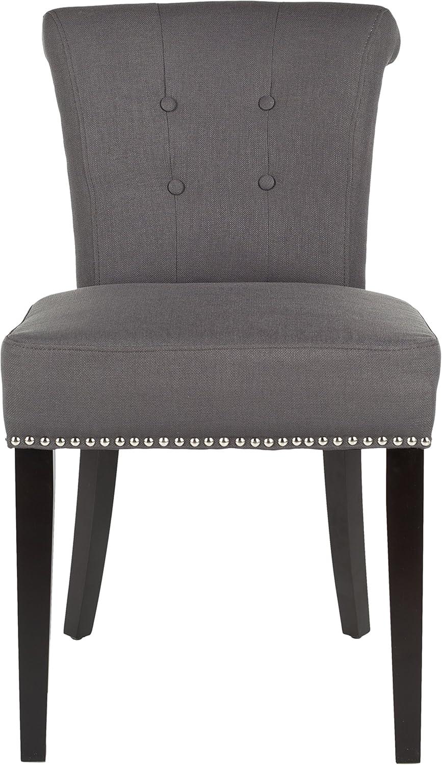 SAFAVIEH Sinclair Contemporary Glam Ring Chair w/ Silver Nail Heads, Charcoal/Espresso