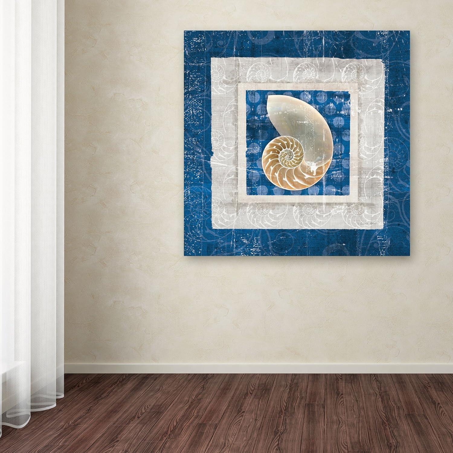 Trademark Fine Art Sea Shell " Sea Shell II On Blue " by Belinda Aldrich