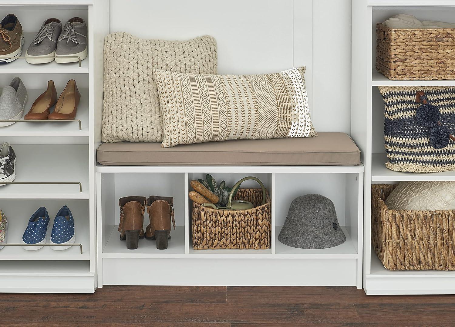 Modern White Cubeicals 3-Cube Storage Bench with Cushion