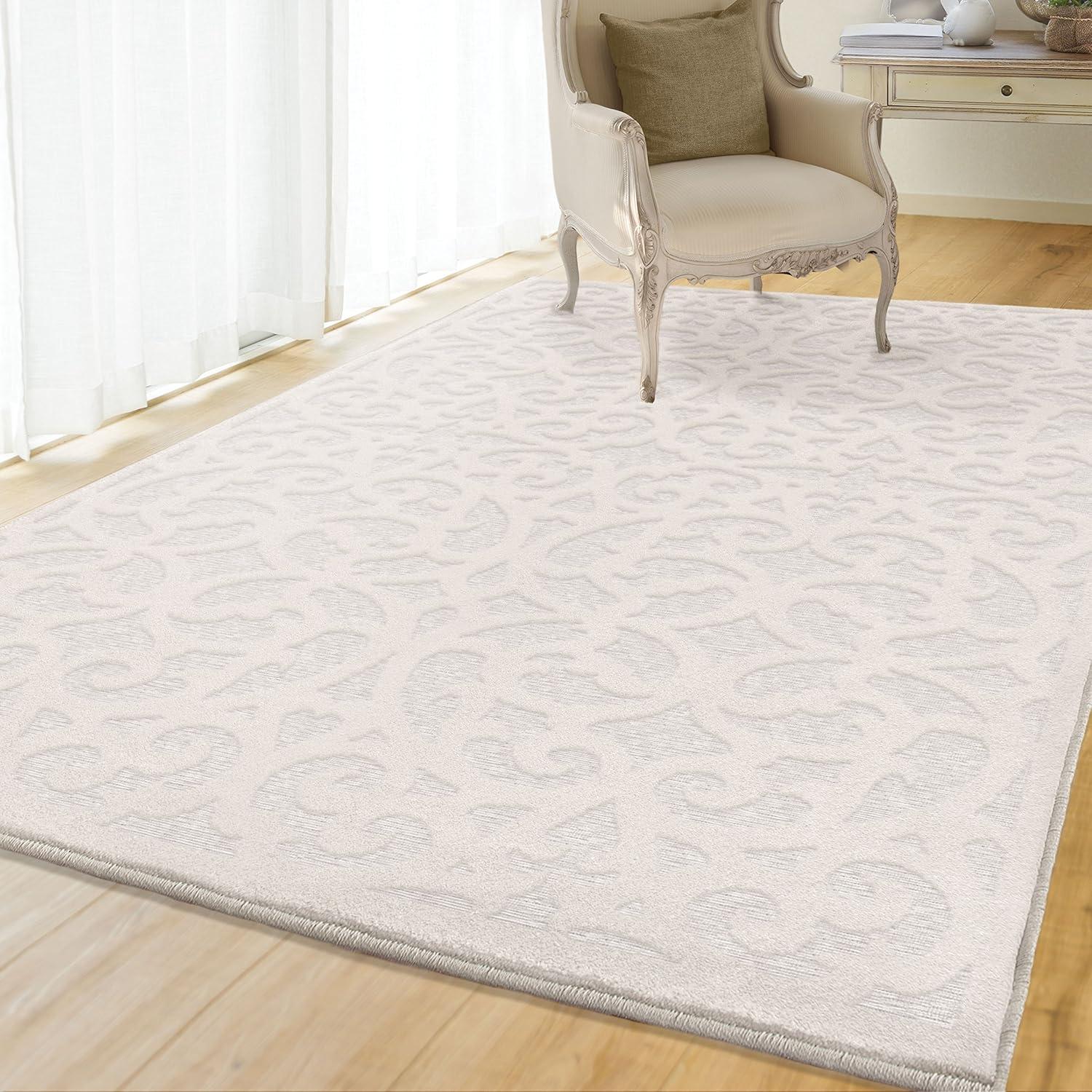 Orian Boucle Seaborn 5'2" X 7'6" Driftwood Damask High Low Outdoor Rug
