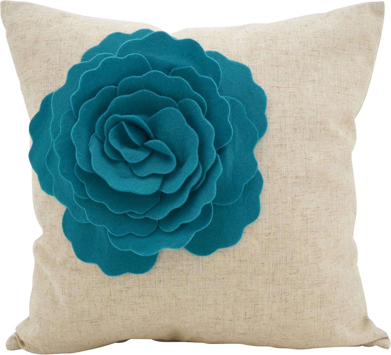 Saro Lifestyle Rose Flower Statement Poly Filled Throw Pillow