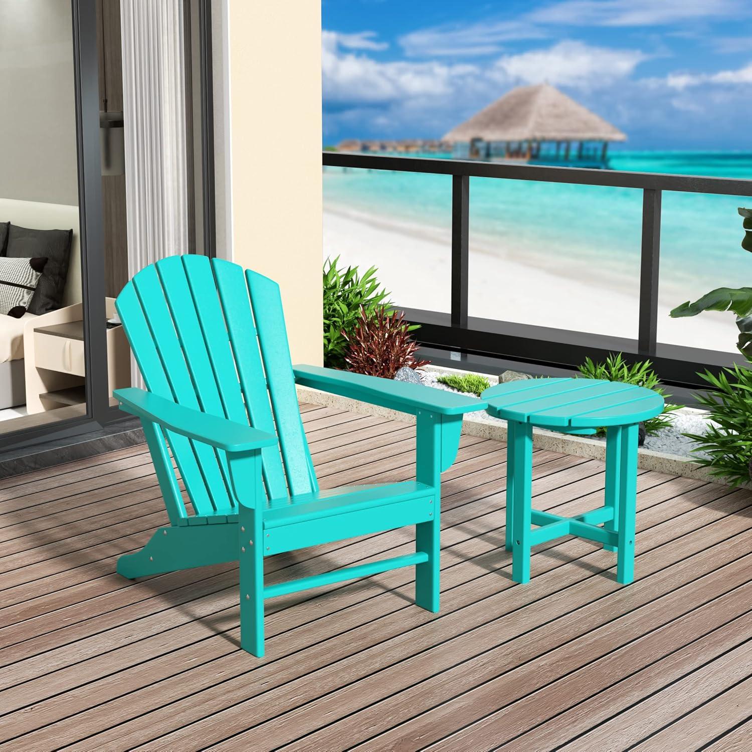 Turquoise Round HDPE Plastic Outdoor Side Table