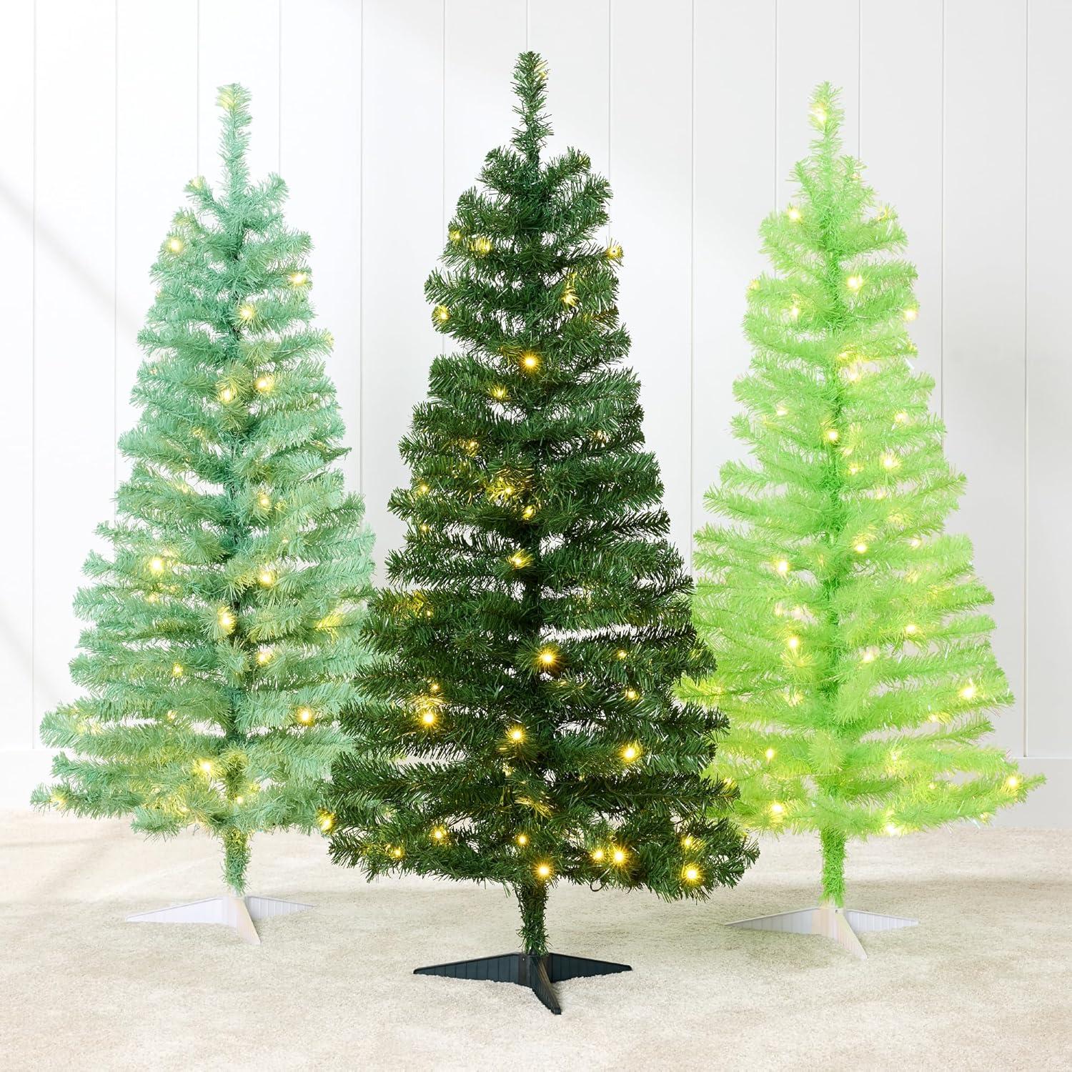 Best Choice Products Prelit Colored Christmas Tree, 4ft Artificial Tree Holiday Decor w/ LED Lights