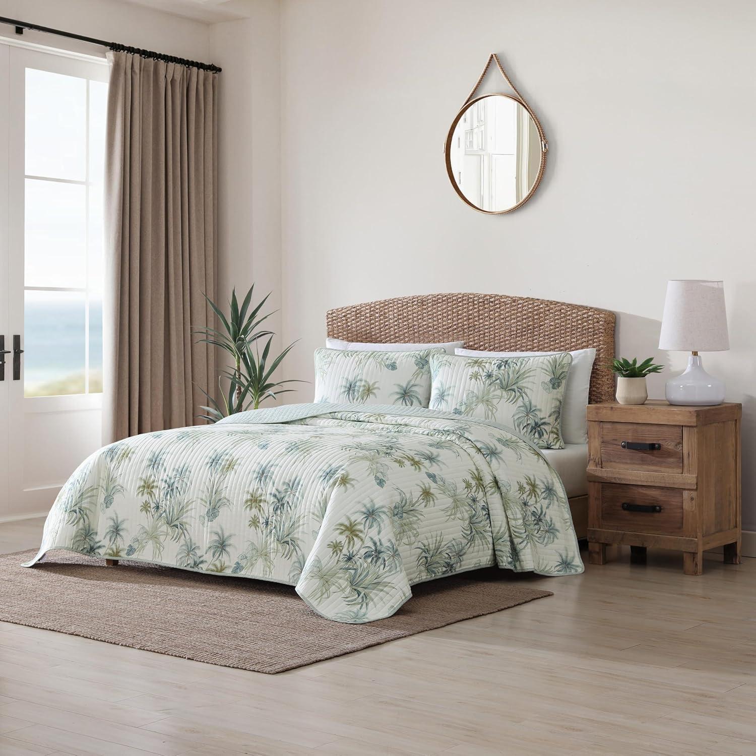 Tommy Bahama Home Tommy Bahama Serenity Palms Aqua Cotton Reversible Quilt