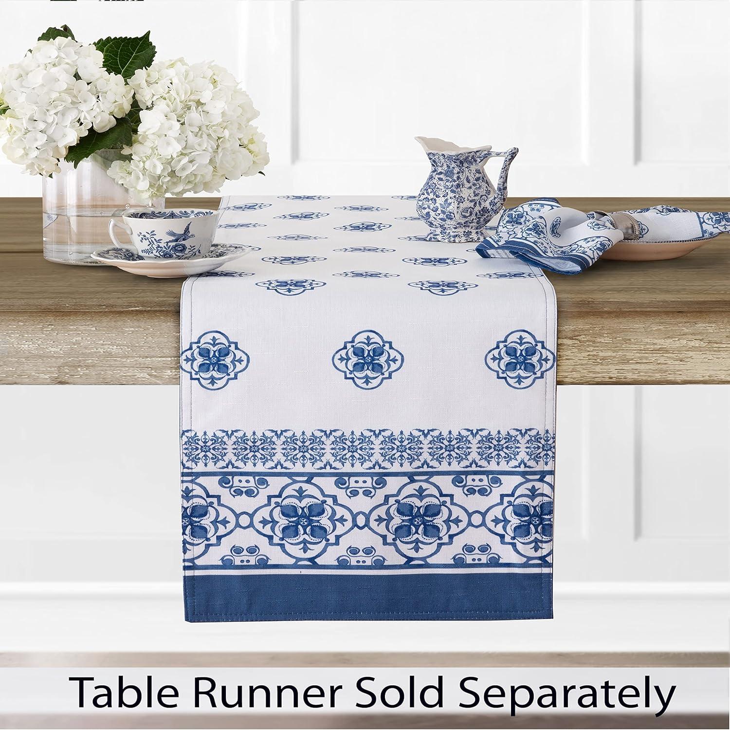 Mykonos Blue and White Rectangular Fabric Placemats, Set of 4