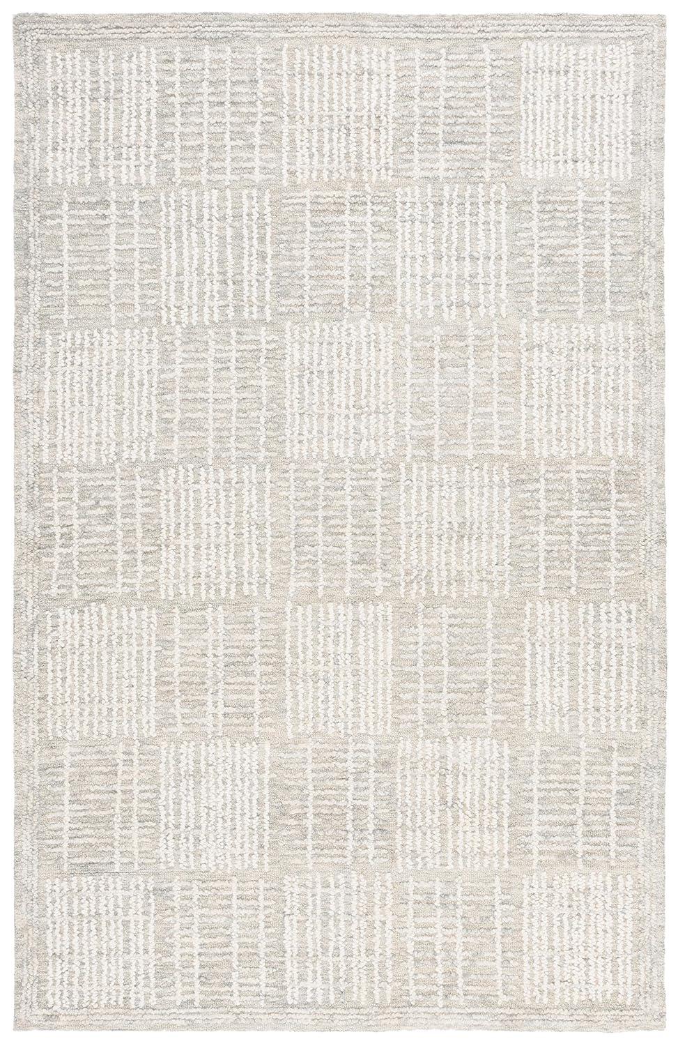 Abstract ABT275 Handmade Tufted Area Rug - Grey/Ivory - 6'-0" x 6'-0" Square - Safavieh