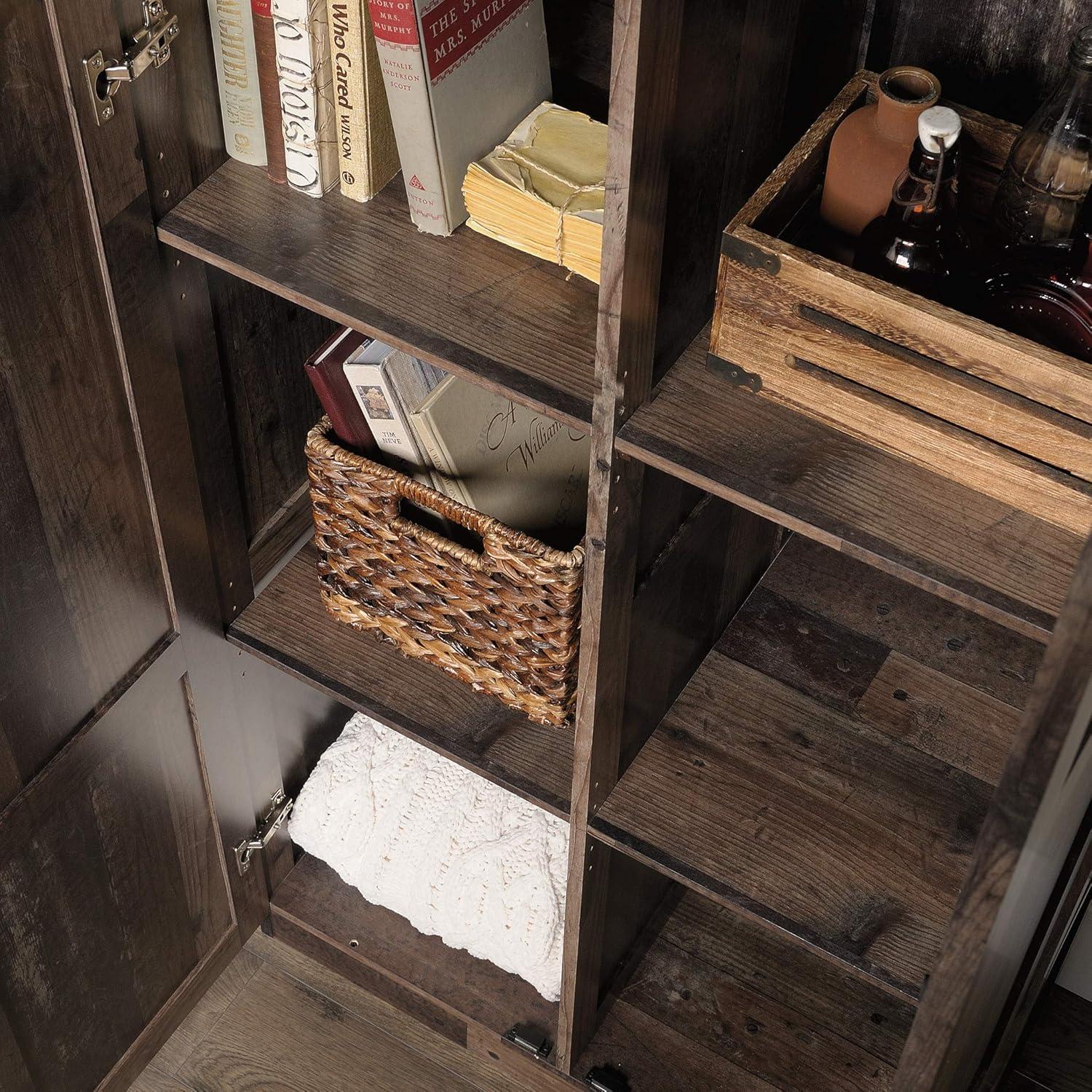 Storage Cabinet Reclaimed Pine - Sauder: Tall 2-Door Organizer, Adjustable Shelves, Farmhouse Style