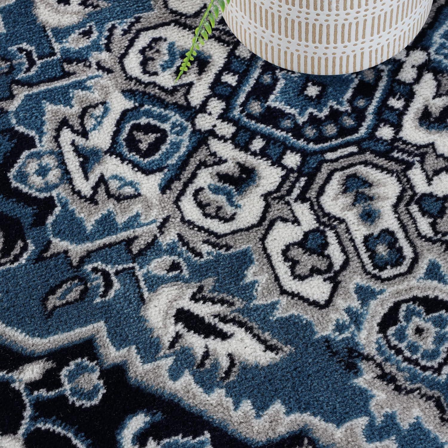 World Rug Gallery Traditional Medallion Area Rug - BLUE 2'x7'