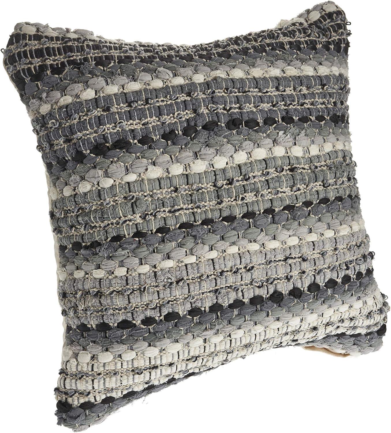 Grayscale Weave Eclectic 18" Square Cotton-Polyester Throw Pillow